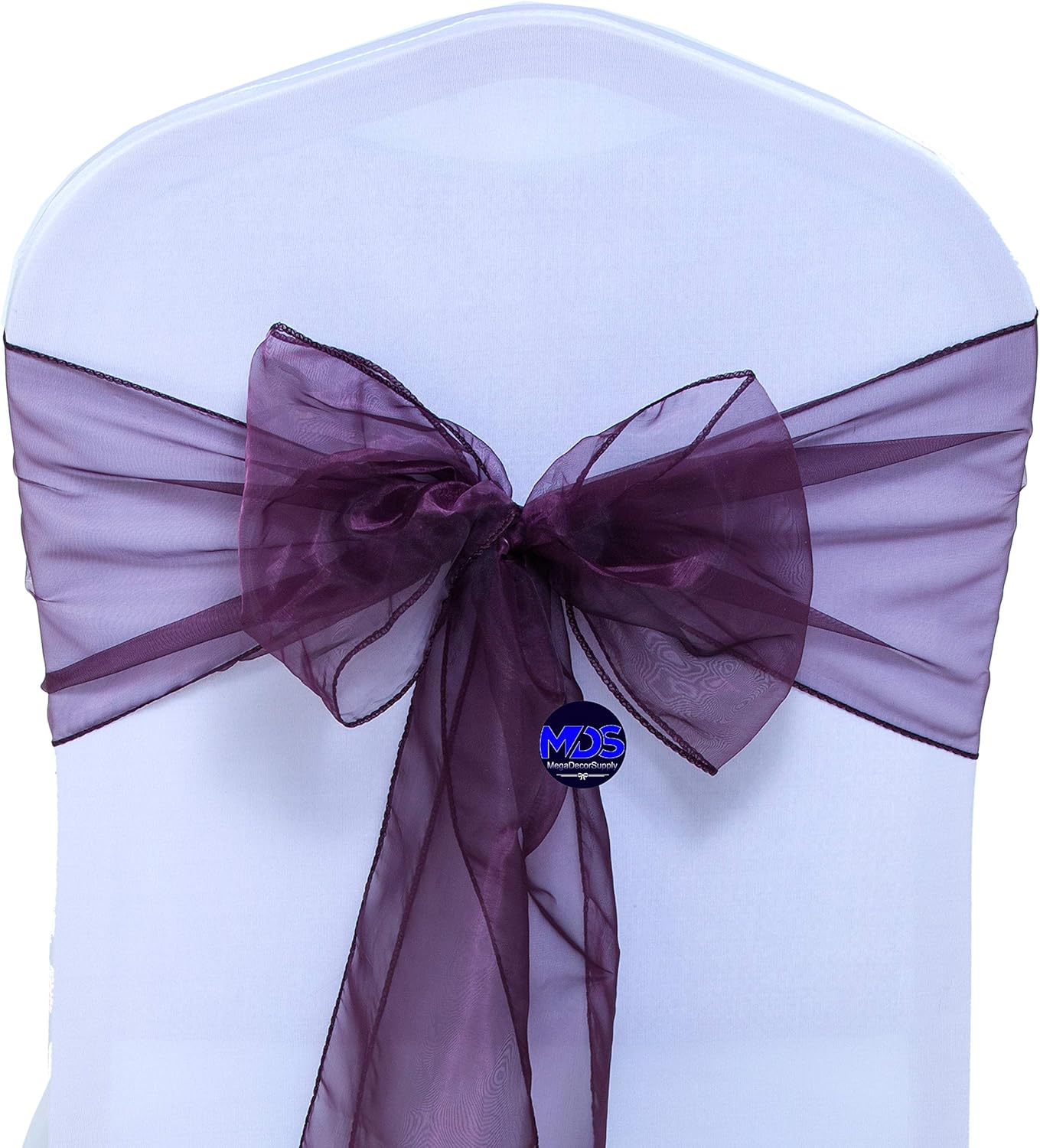 MDS Pack of 150 PCS Organza Chair Sashes Wider Dining Chair Bows Ribbon Tie Back for Wedding Party Birthday Bridal Shower Reception Event Banquet Home Chair Cover Decoration - Plum