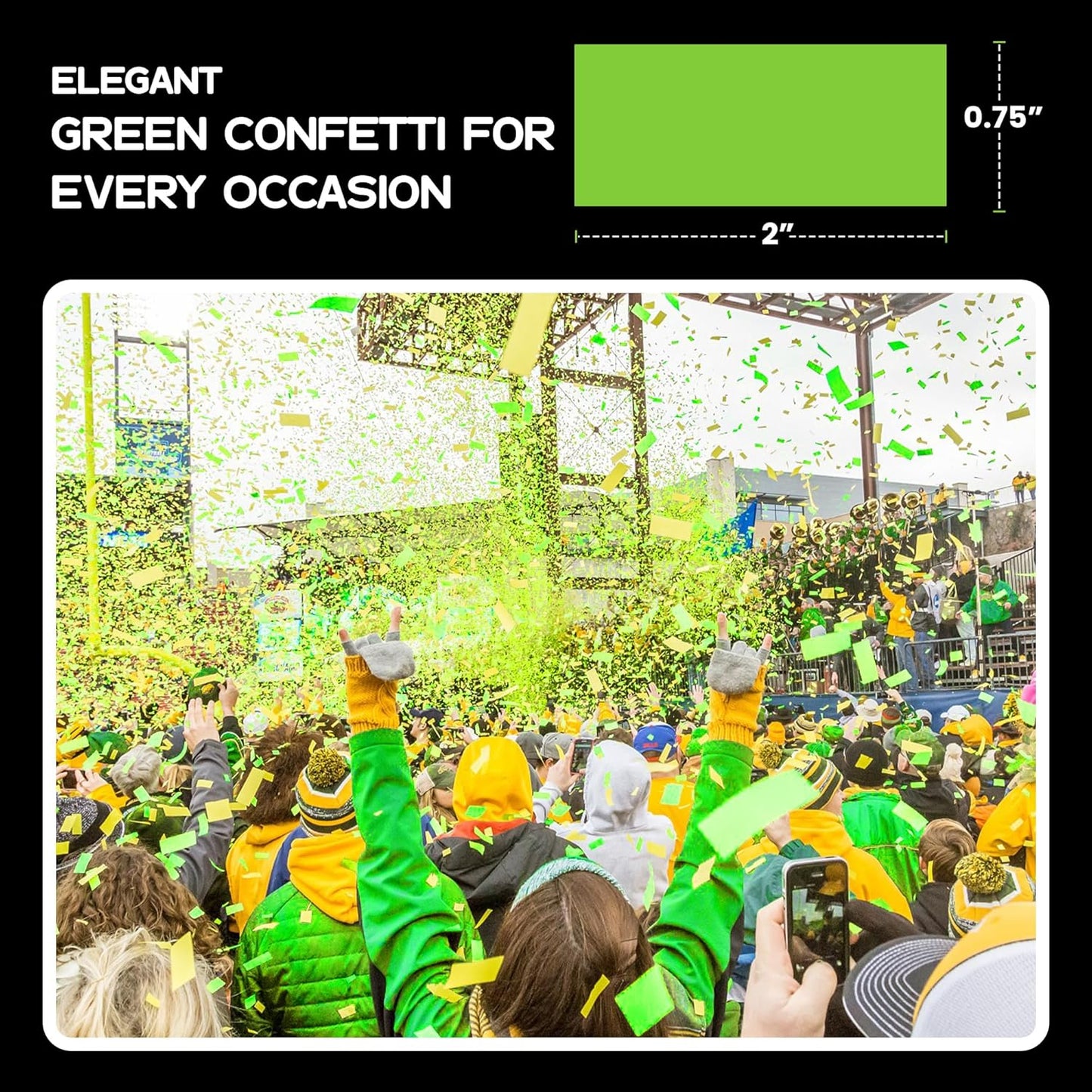 Ultimate Confetti, Rectangular Biodegradable Confetti – light Green Fluttering Tissue Paper Confetti for Cannon and Launcher use - Wedding Confeti, Birthday, Parties and Live Events - 1 lb, 16 oz