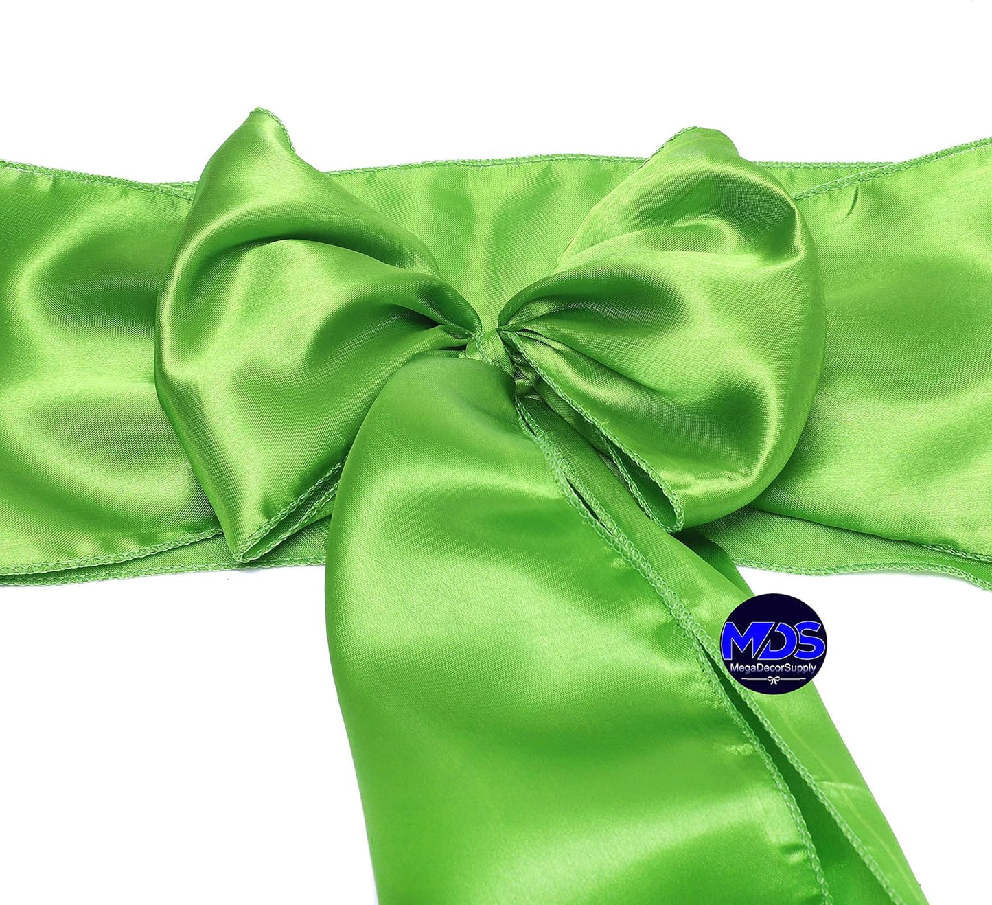 MDS Pack of 25 PCS Satin Chair Sashes Charmeuse Sateen Dining Chair Bows Ribbon Ties Back Sash for Wedding Party Birthday Home Hotel Restaurant Banquet Decoration (7 x 108 Inch, Parrot Green)