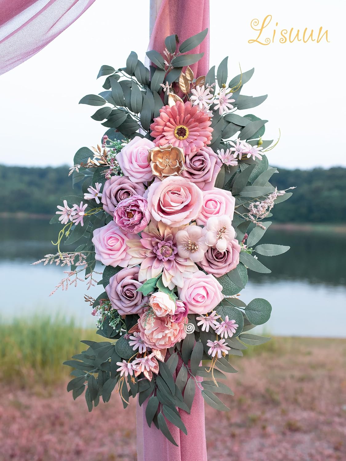 Wedding Arch Flowers, Artificial Flowers for Decoration, Large Flower Swag for Boho Styles Wedding Ceremony Floral Decor - Pack of 2