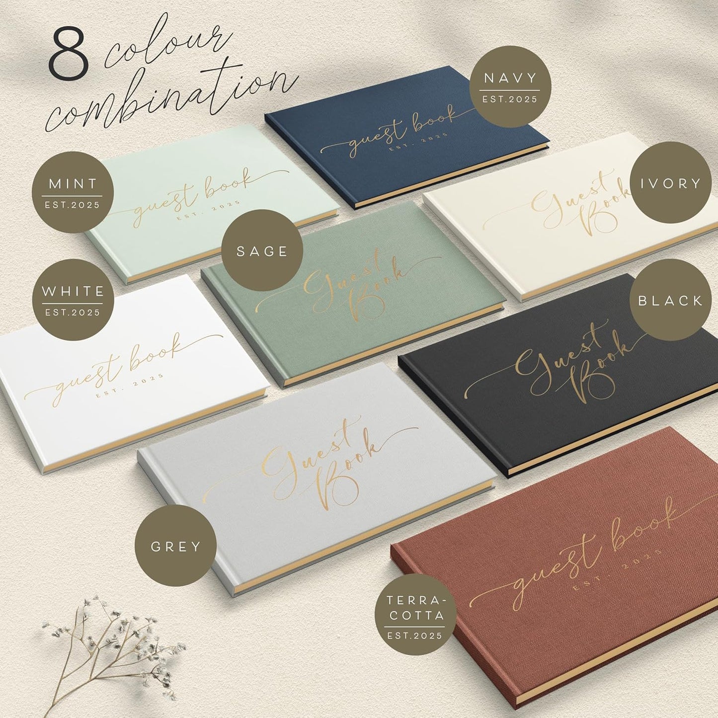 Personalized 2025 Wedding Guest Book for Reception — Guestbook to Sign In, Elegant Baby Shower Guest Book for Party & Birthday — Photo & Polaroid Guest Book for Wedding & Bridal Shower (White)