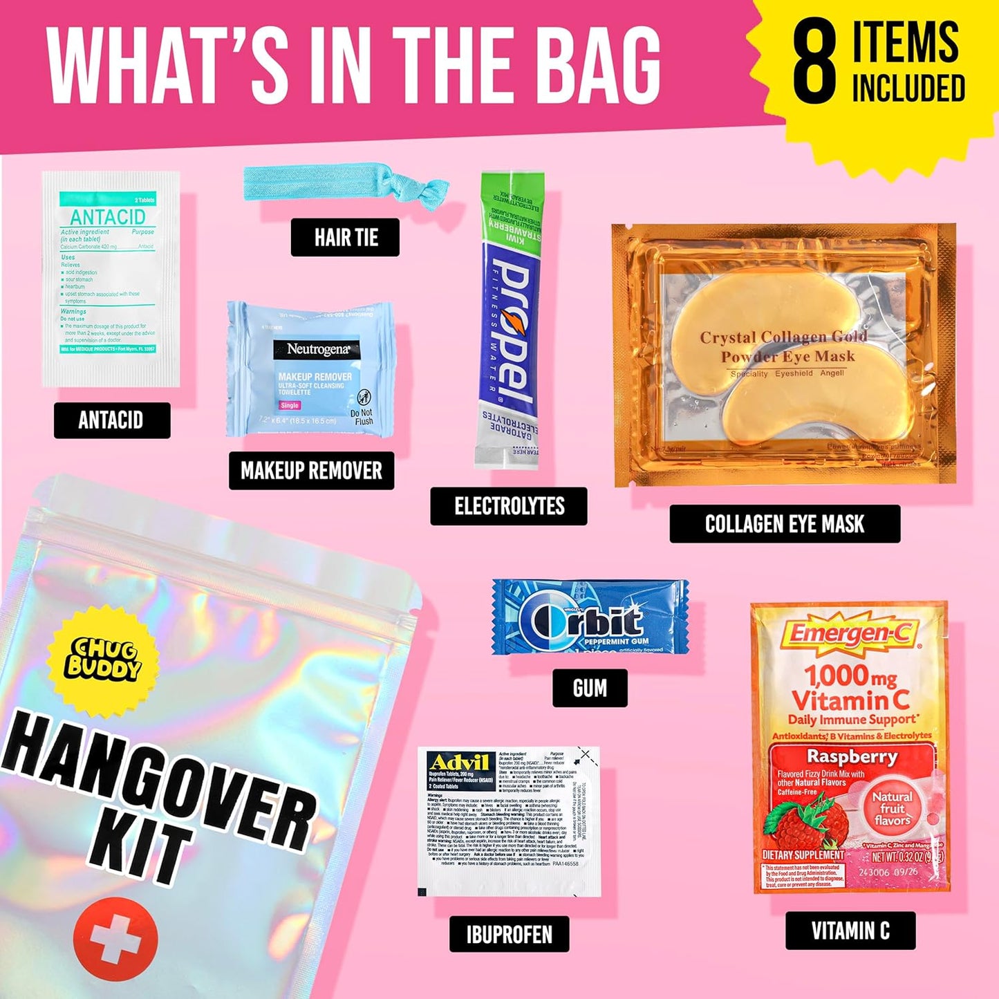 10 Pre-Filled Hangover Kits for Bachelorette Party Favors, 21st Birthday Gifts, Bridesmaid Gifts & Girls' Trips | Bulk Hangover Kit Bags & Supplies for Parties & Events (10 Premium Packs)