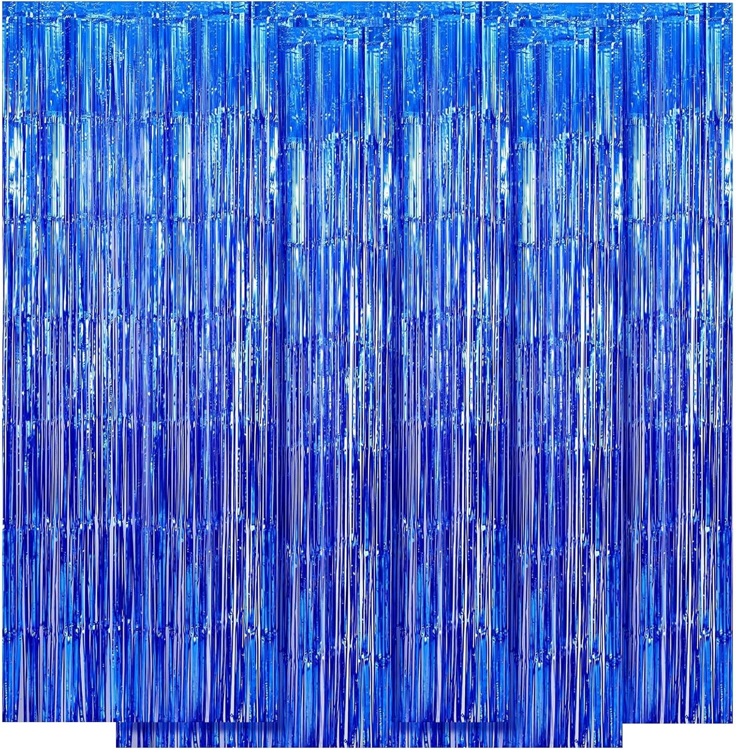 5 Pack Blue Fringe Foil Curtains 3.2ft x 8.2ft Tinsel Backdrop Streamers for Birthday Party Decoration Wedding Christmas Decoration (Navy)