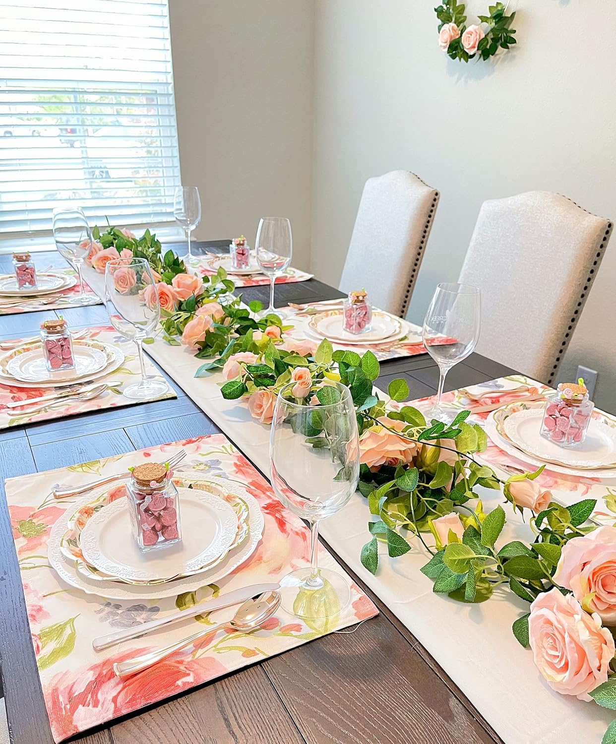 UKELER 2 Pack Artificial Flower Garland Rose Floral Vines Artificial Flowers Hanging Rose Flower Plants for Garden Craft Home Decor, Orange