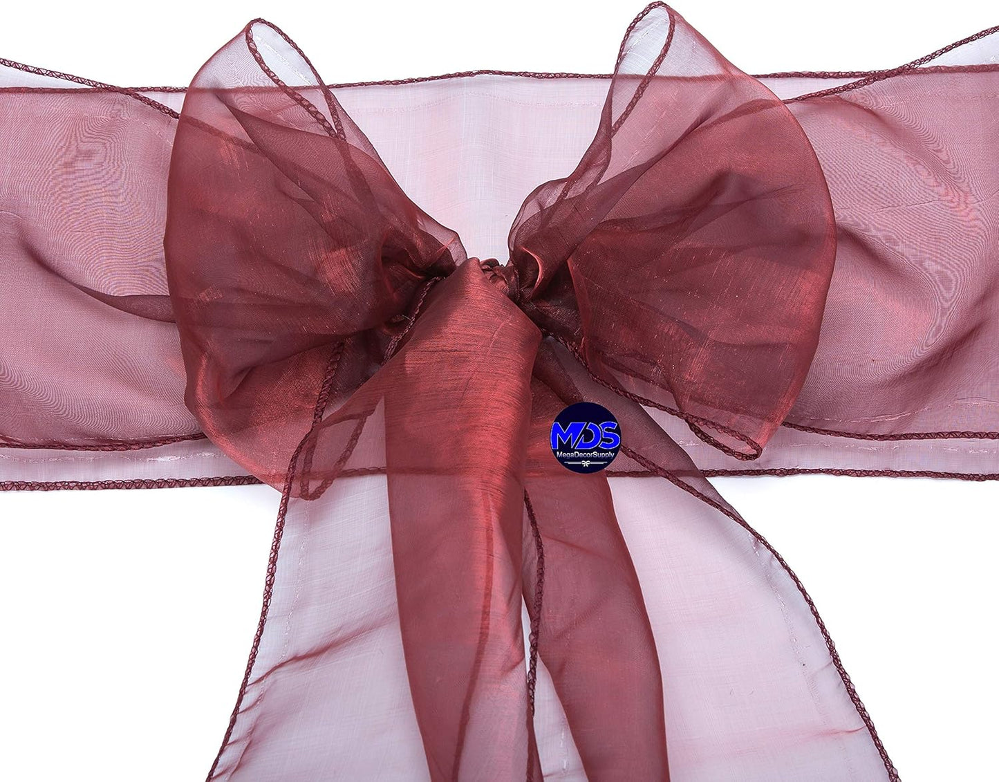 MDS Pack of 200 PCS Organza Chair Sashes Wider Dining Chair Bows Ribbon Tie Back for Wedding Party Birthday Bridal Shower Reception Event Banquet Home Chair Cover Decoration - Burgundy