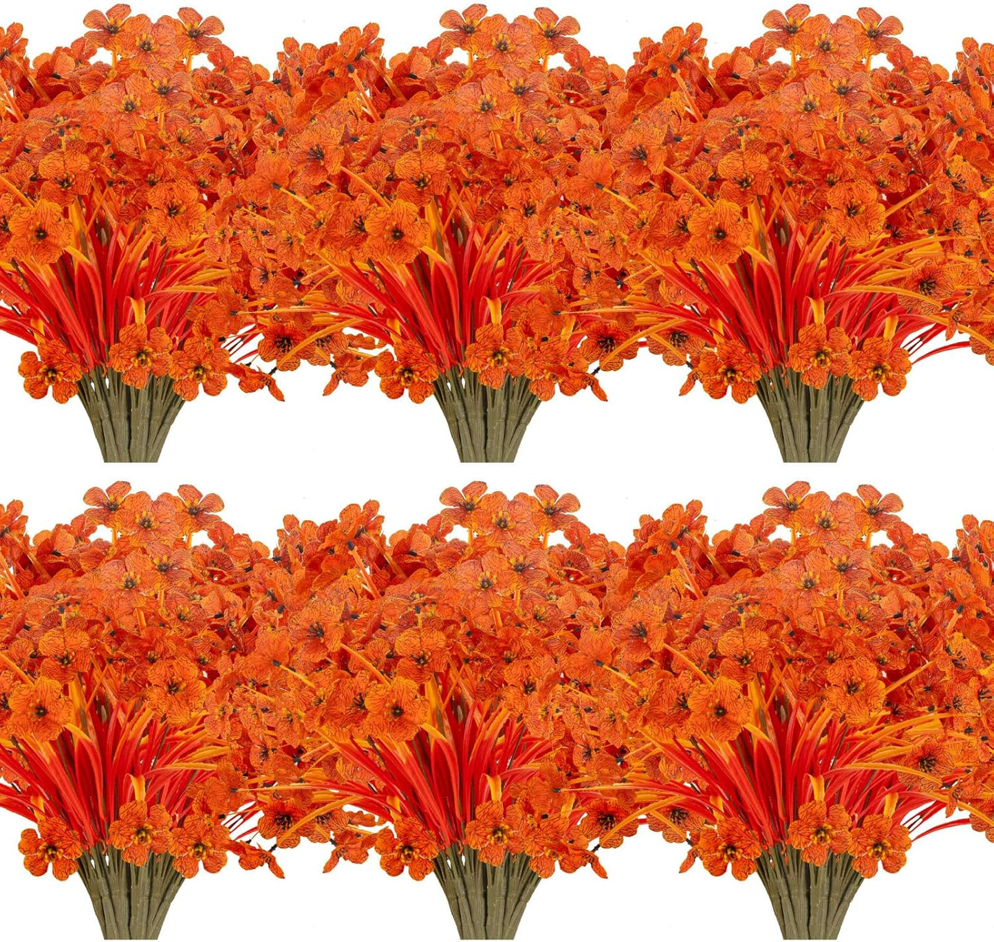 20 Bundles Artificial Fall Flowers No Fade Faux Autumn Plants Fake Flowers No Fade Faux Plastic Plants Thanksgiving Harvest Decoration (Fall Red)