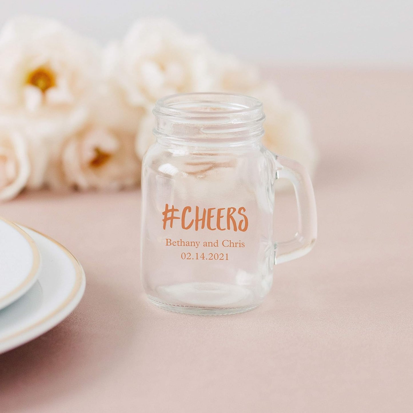 WEDDINGSTAR Personalized 4oz Mini Mason Jar Shot Glass Customizable Full Color Print - 132 pack