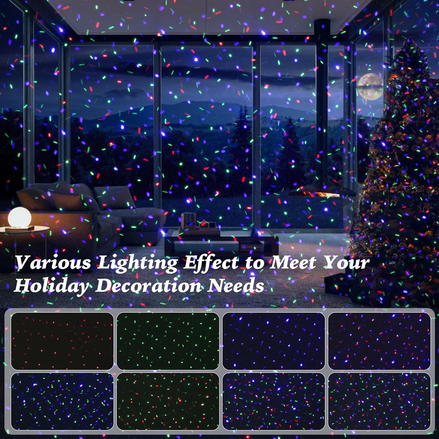 Christmas Laser Lights Projector Outdoor, AIRIVO 3 Color Motion Firefly Lights Projector, Moving Red, Green and Blue Star Light Waterproof with Remote Control for Garden,Home, Landscape