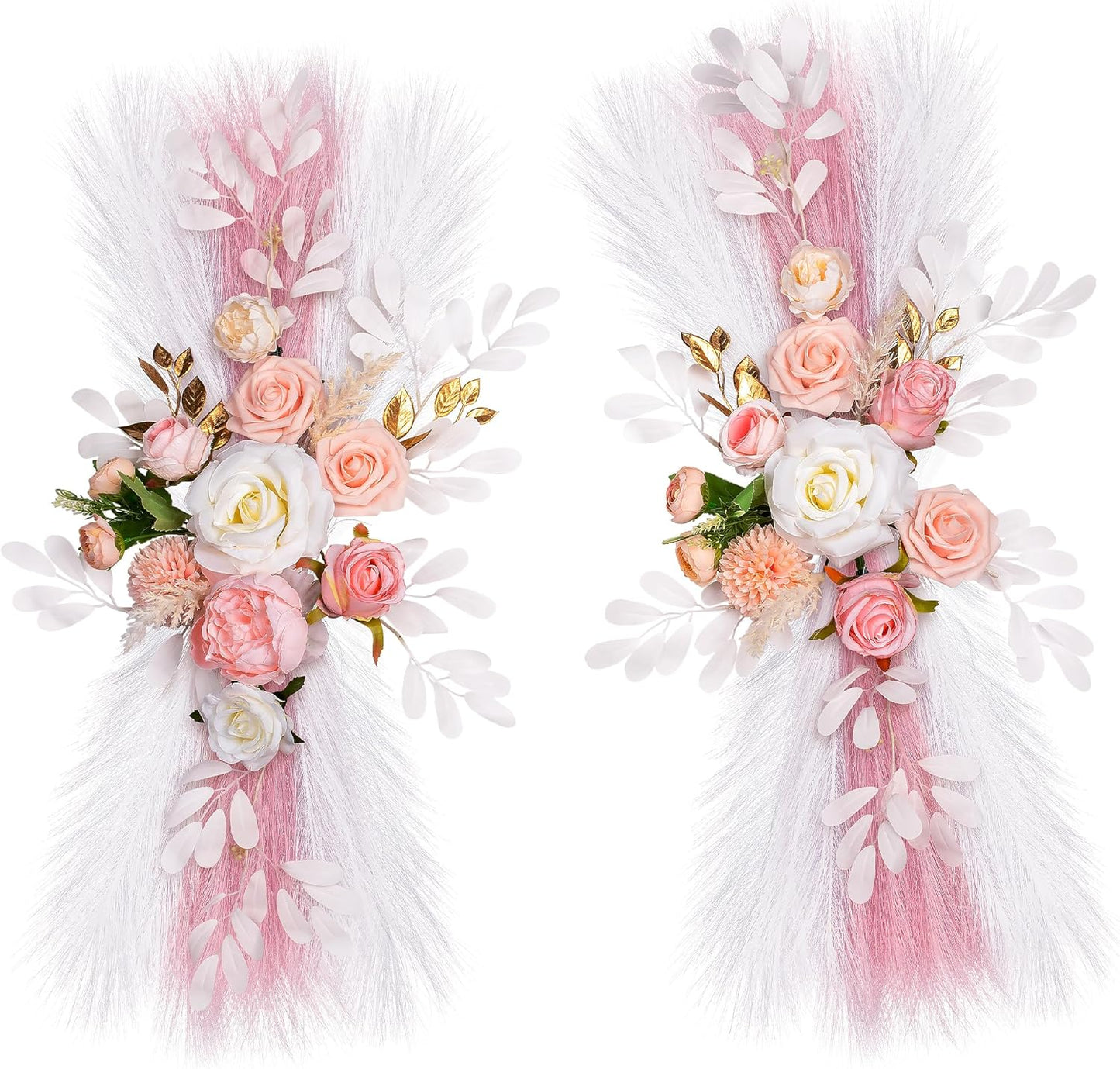 Wedding Arch Flowers, Artificial Flowers for Reception Backdrop and Welcome Ceremony Sign, Large Flower Swag for Dreamy Romantic Wedding Ceremony Floral Decor - Pack of 2