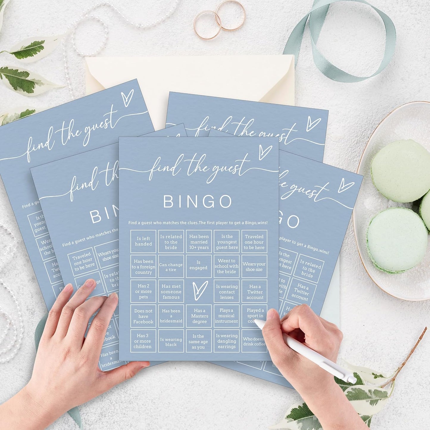 Fun Wedding Shower Bingo 25Pcs Prefilled Find The Guest Bingo Game Cards Engaging Bridal Party Entertainment for Wedding Shower, Engagement Party & Reception for Minimalist Newlywed Game - B15
