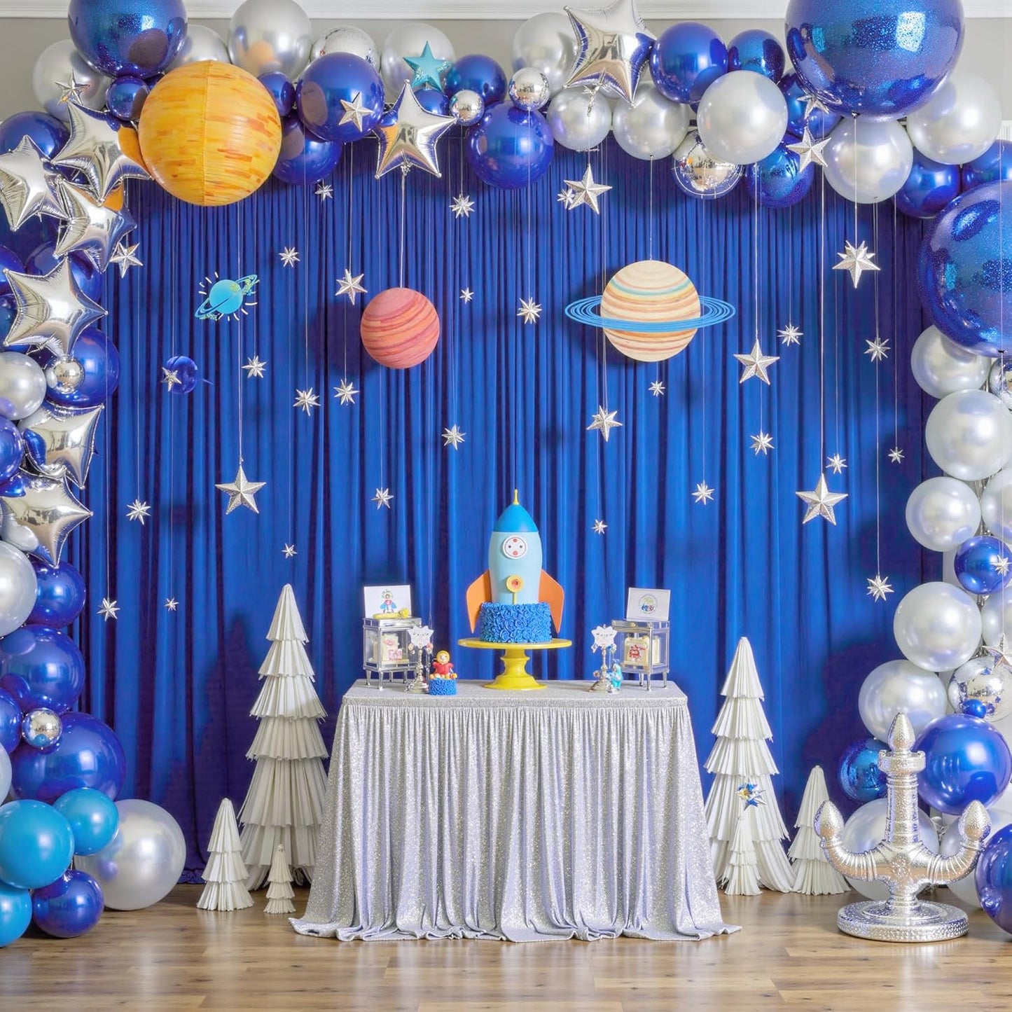 10ft x 8ft Wrinkle Free Royal Blue Backdrop Curtains for Parties, Polyester Photography Backdrop Drapes Back Drop Cloth for Baby Shower Photoshoot Engagement Wedding Birthday Photography Background