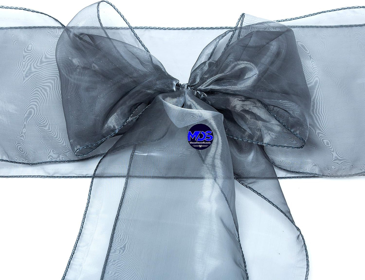 MDS Pack of 25 PCS Organza Chair Sashes Wider Dining Chair Bows Ribbon Tie Back for Wedding Party Birthday Bridal Shower Reception Event Banquet Home Chair Cover Decoration - Silver Gray