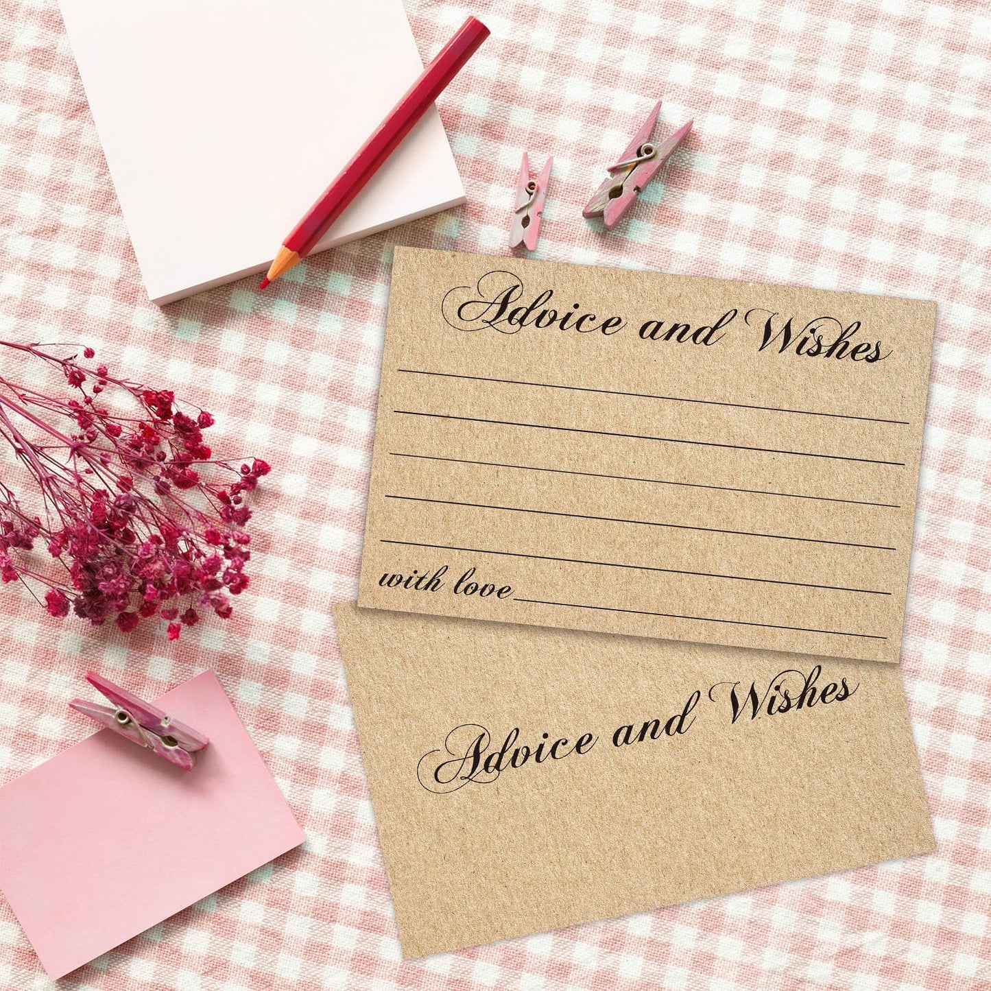 Advice and Wishes Cards, Double-sided Blank Cards Suitable for Weddings, Bridal Showers, Mr and Mrs, Baby Shower, Graduation with Minimalist Design, Pack of 25-01