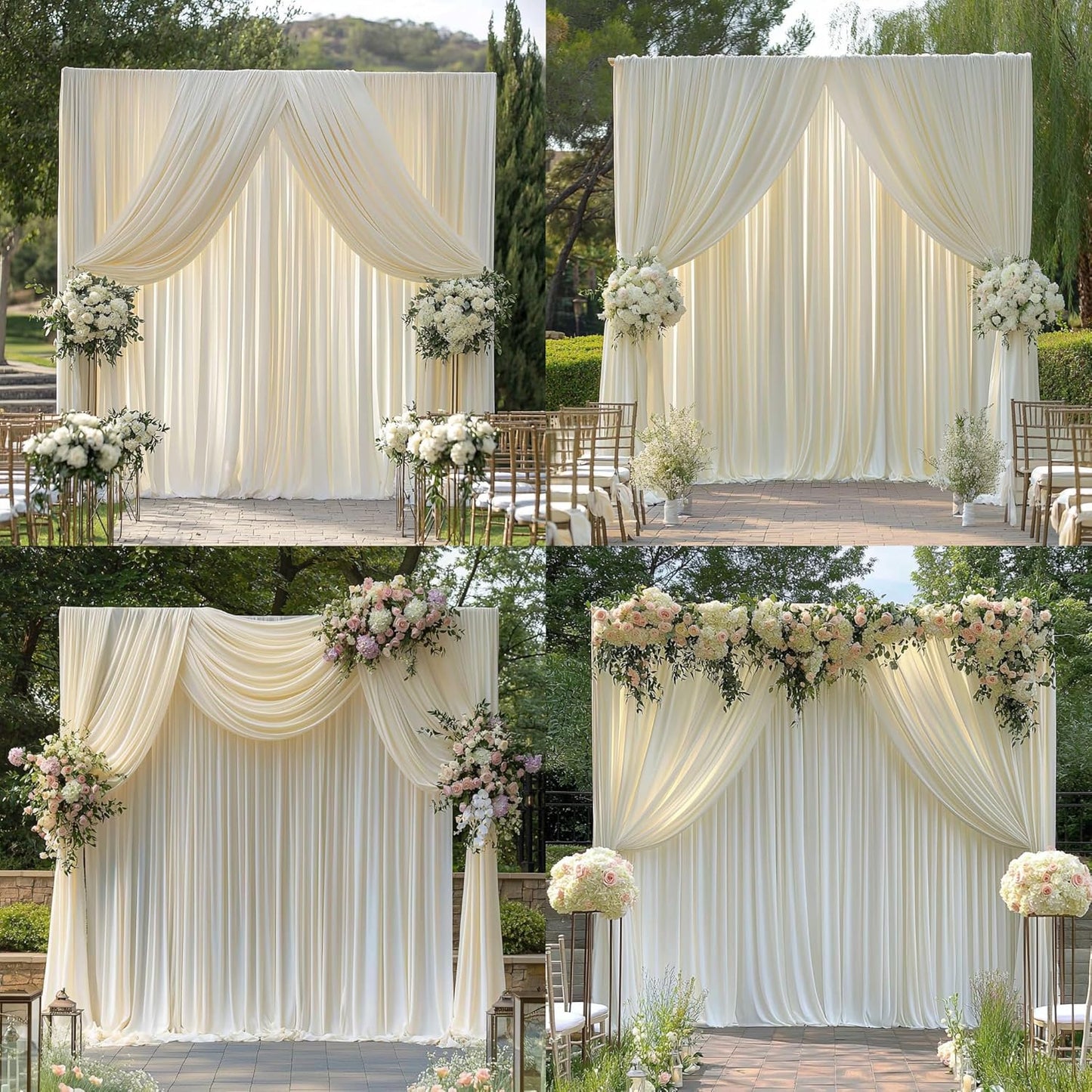 10 ft x 10 ft Wrinkle Free Ivory Backdrop Curtain for Wedding Parties, Polyester Ivory Photo Backdrop Drapes 2 Panels 5x10ft for Baby Shower Photoshoot Engagement Birthday Party Photography Background