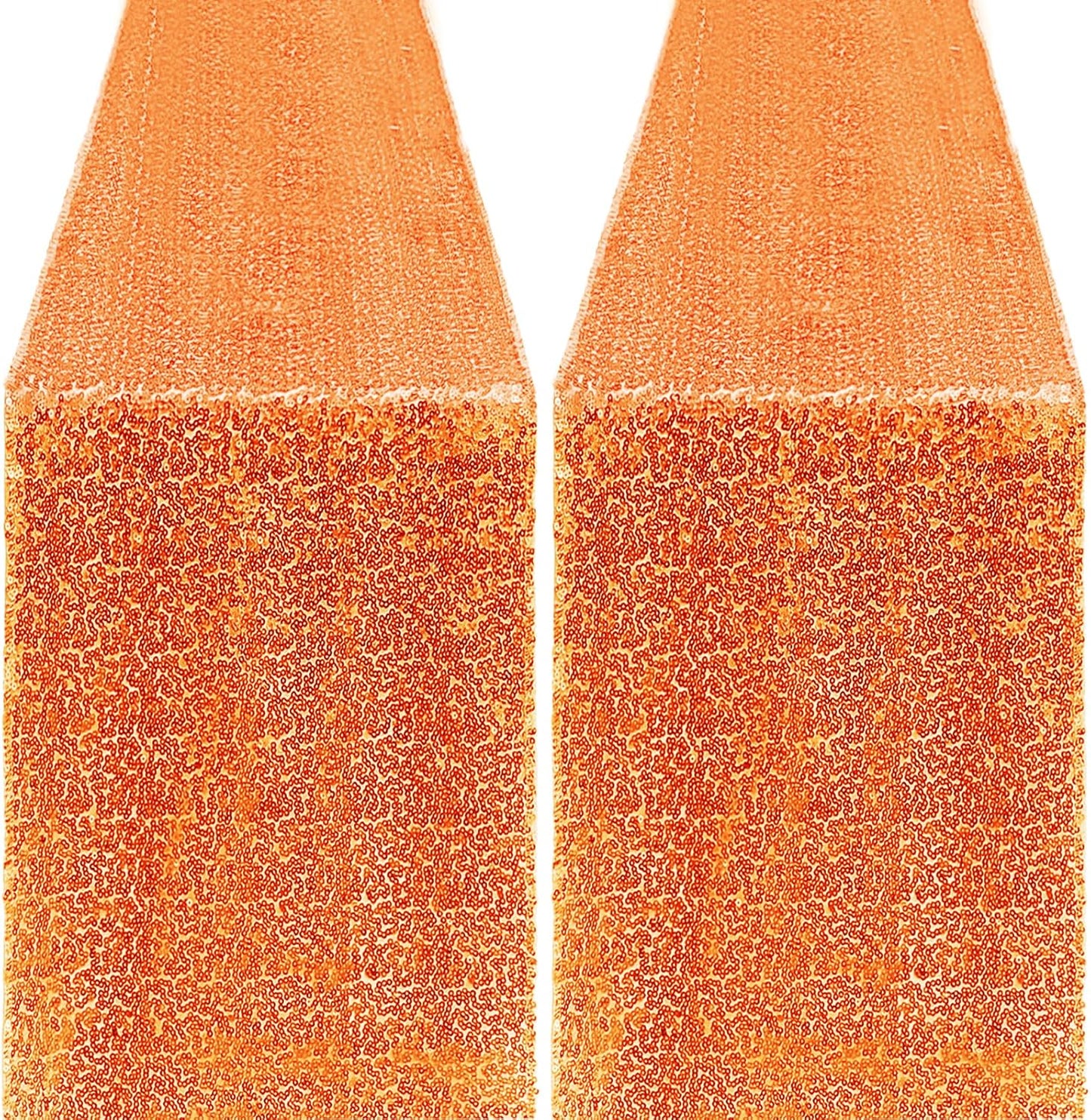 2 Packs 12 x 72 inches Sequin Table Runner, Orange Glitter Table Runner for Birthday Party Supplies Wedding Engagement Baby Shower Holiday Celebration Event Decorations