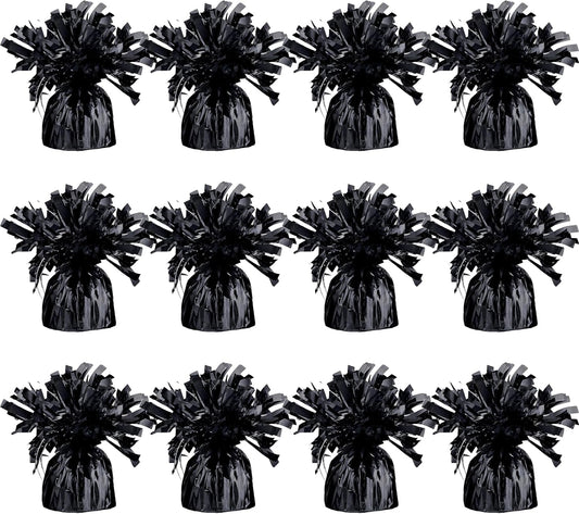 Black Balloon Weights, Heavy Balloon Weight Pack of 12 Metallic Foil Weights for Balloons, Birthday Party & Wedding Table Centerpiece Ballon Weight 4.8’’ DIY Ballon Weights for Helium Balloons