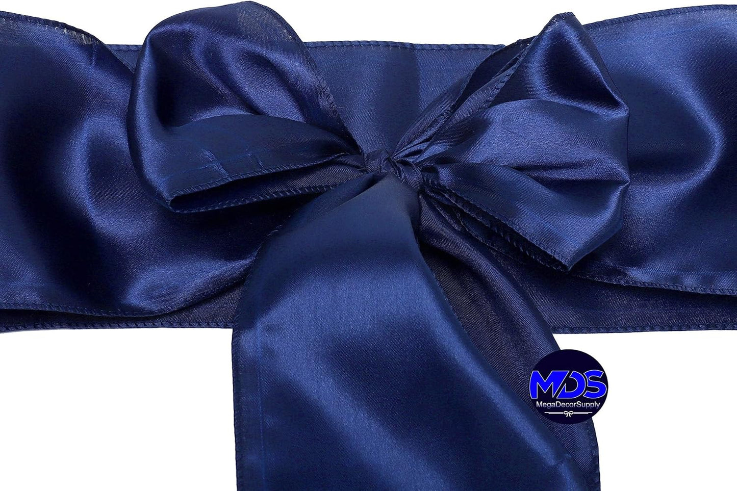 MDS Pack of 25 PCS Satin Chair Sashes Charmeuse Sateen Dining Chair Bows Ribbon Ties Back Sash for Wedding Party Birthday Home Hotel Restaurant Banquet Decoration (7 x 108 Inch, Navy Blue)