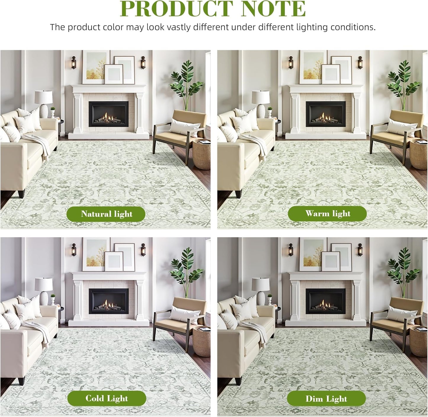 Sage 3x10 Runner Rug for Hallways Bed Side Kitchen, Boho Washable Distressed Low-Pile Floor Entryway Long Bathroom Mat, Non-Slip Laundry Room Washstand Front Carpet Green 36x84 Inch