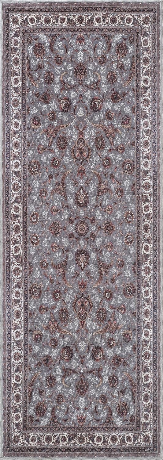 Bloom Rugs Washable Non-Slip 10 ft Runner - Slate Gray Traditional Oriental Runner for Entryway, Hallway, Bathroom, and Kitchen - Exact Size: 2.5' x 10'