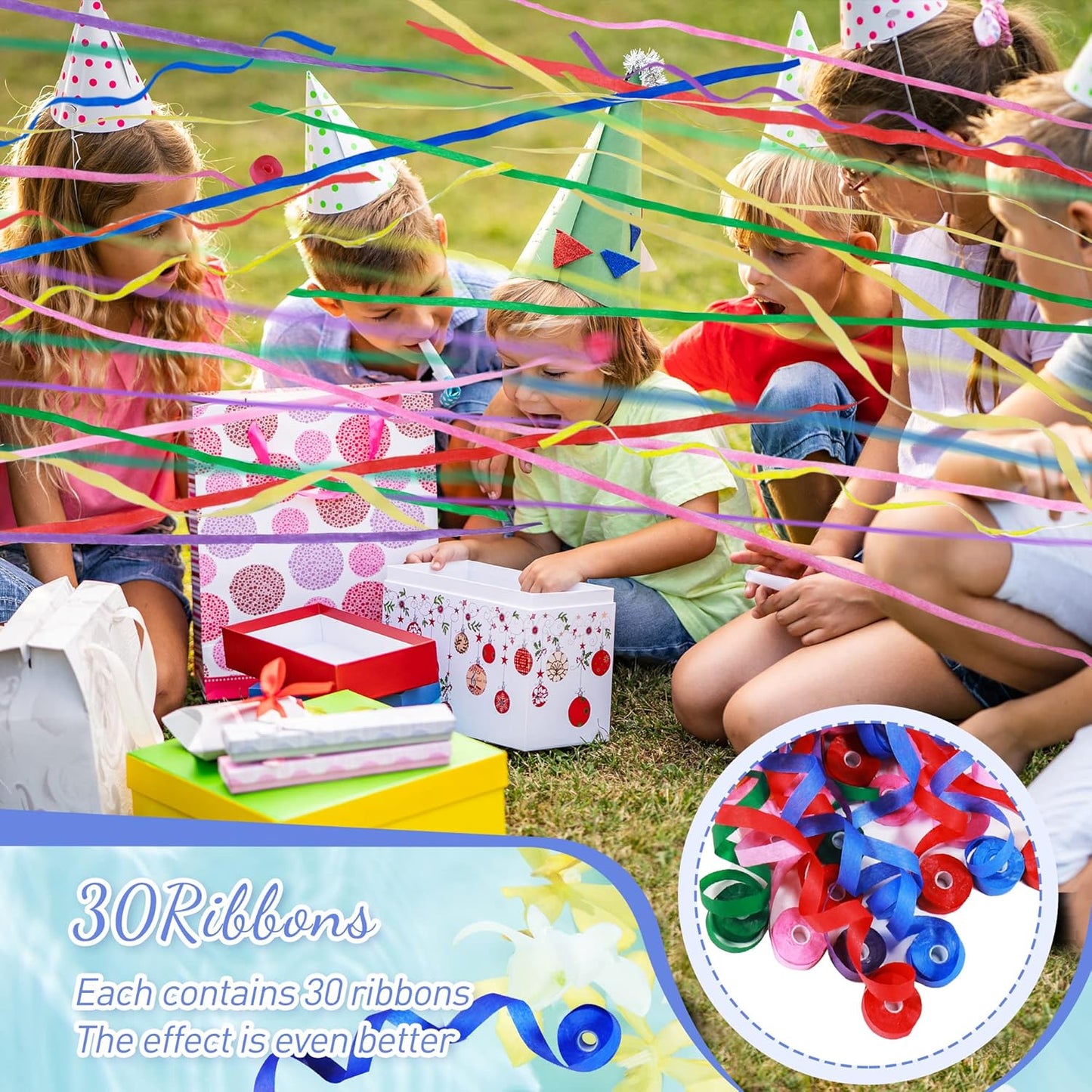 No Mess Streamers Poppers,24Pack Colorful No Mess Confetti Party Poppers for Birthday,Wedding,Celebrations,School Opening,Graduation,Retirement Party (blue multicolor 24pack)