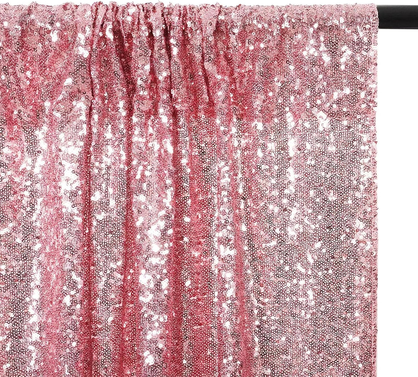 Eternal Beauty Sequin Backdrop Curtains, 2x8 Ft-2 Panels Fuchsia Pink Back Drop for Shimmer Photography Party Wedding Birthday Decor