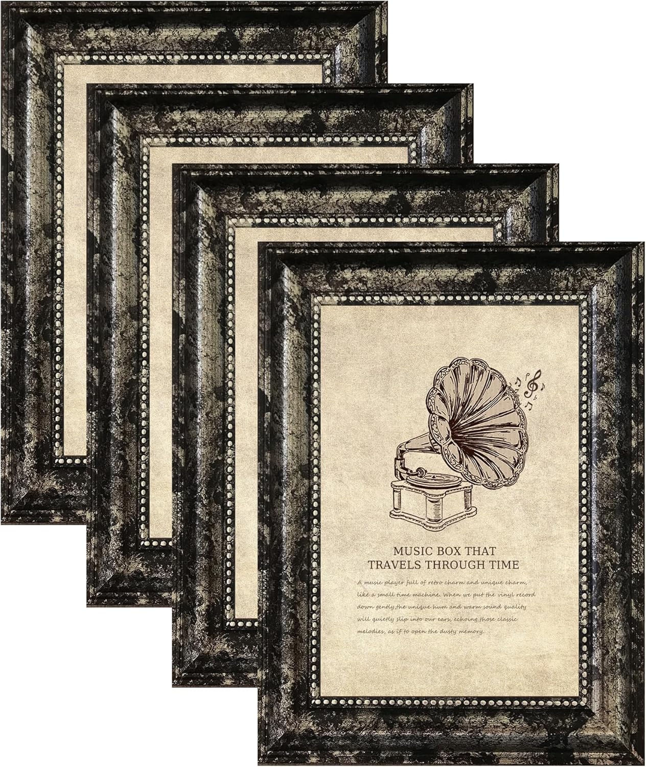 TKGYU 4x6 Picture Frame with Real Glass, 4 Pack Ornate Vintage Picture Frames for Wall or Tabletop Display, 4 x 6 Photo Frame for Wall home best gift