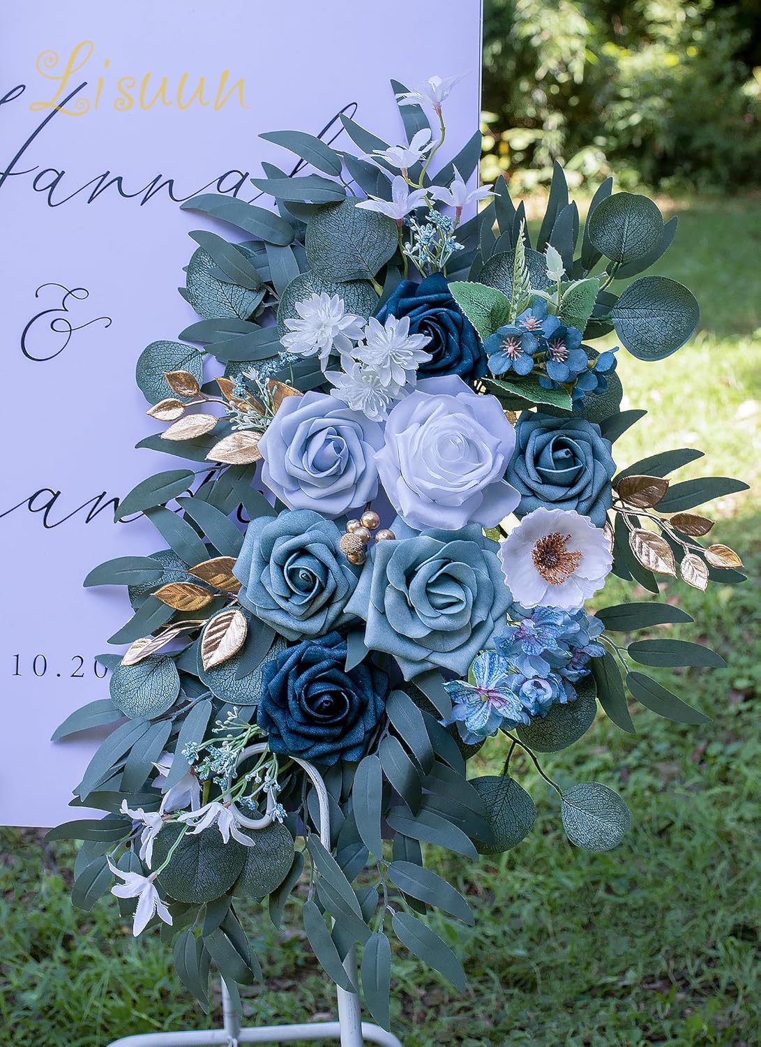 Wedding Arch Flowers, Artificial Flowers for Reception Backdrop and Welcome Ceremony Sign, Large Flower Swag for Dreamy Romantic Wedding Ceremony Floral Decor - Pack of 2