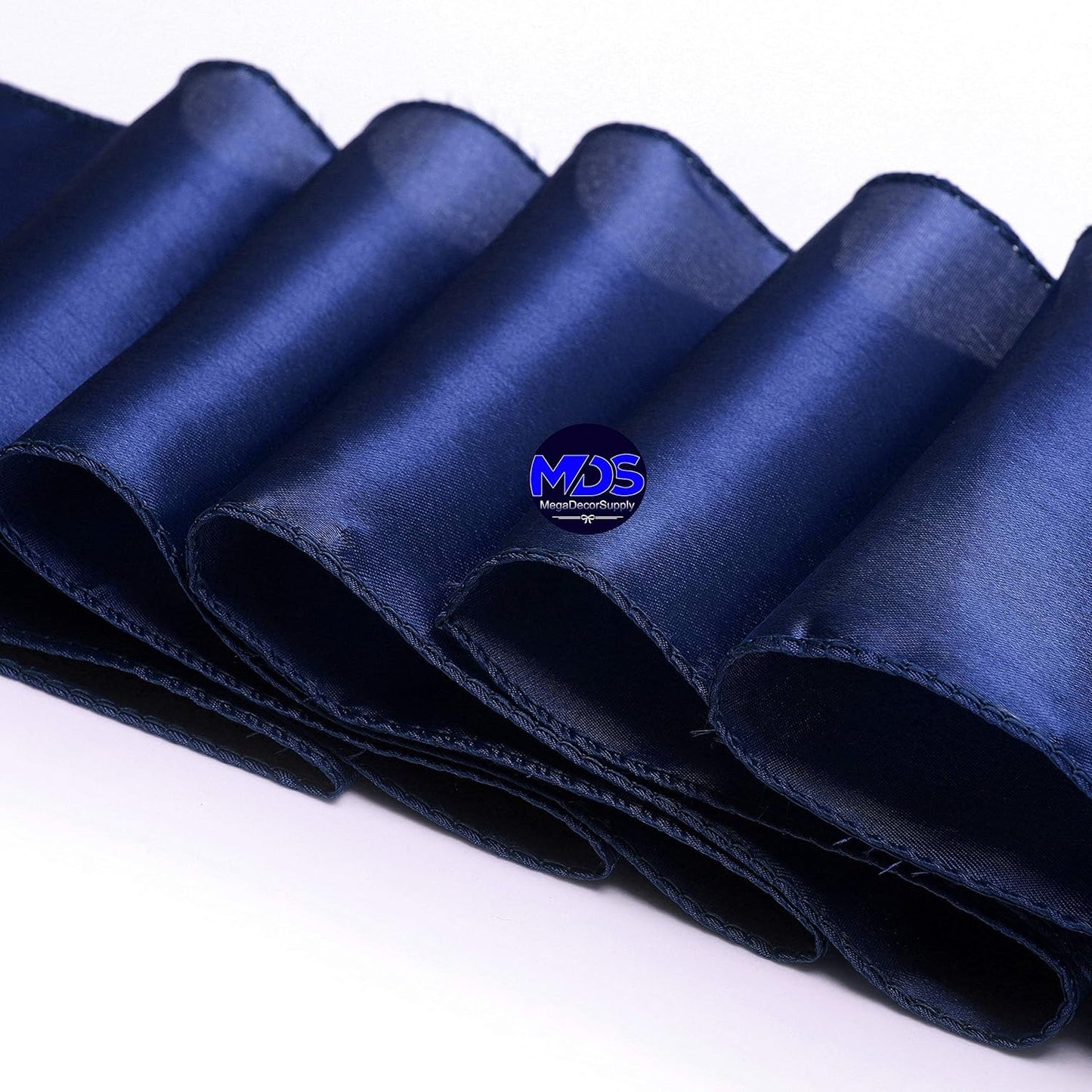 MDS Pack of 25 PCS Satin Chair Sashes Charmeuse Sateen Dining Chair Bows Ribbon Ties Back Sash for Wedding Party Birthday Home Hotel Restaurant Banquet Decoration (7 x 108 Inch, Navy Blue)