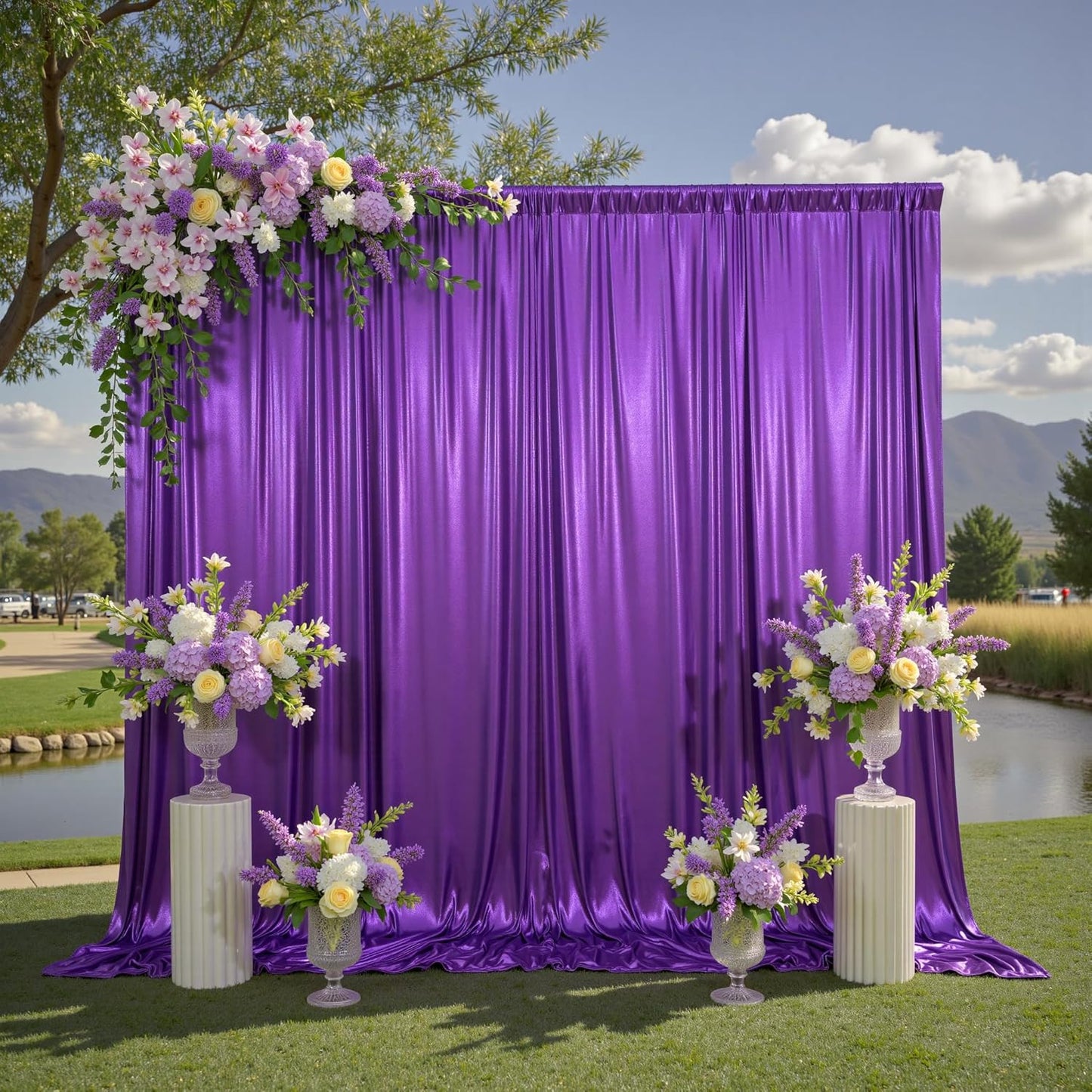 10x10ft Thick Purple Glitter Backdrop Curtain Panels for Parties, Wrinkle Free Sequin Sparking Photo Backdrop Drapes, 2 Panels 5x10ft Shimmer Back Drop Cloth for Wedding Birthday Photography