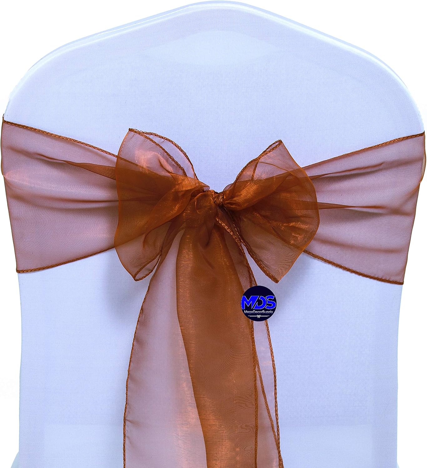 MDS Pack of 300 PCS Organza Chair Sashes Wider Dining Chair Bows Ribbon Tie Back for Wedding Party Birthday Bridal Shower Reception Event Banquet Home Chair Cover Decoration - Bronze