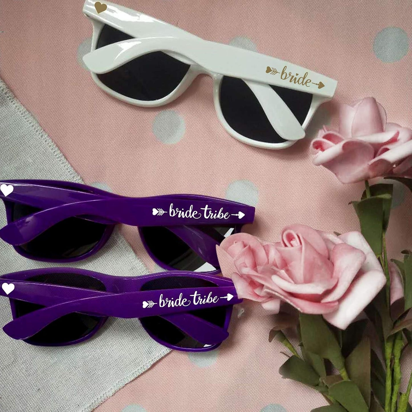LADY&HOME 10 Pack Bachelorette Party Sunglasses Favors, Bridesmaid and Bride Tribe Sunglasses for Bridal Party, Bridal Shower(Purple)