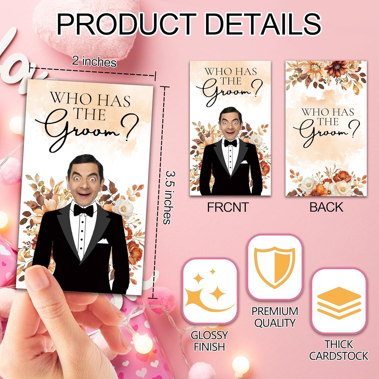 Floral Bridal Shower Games，Who Has The Groom Scratch Off Card, 41Pcs Scratch Card Off Bridal Shower, 3.5"x 2.1" Funny Bachelorette Party Game Favor Decor, Engagement Party Ideas Activities-A03