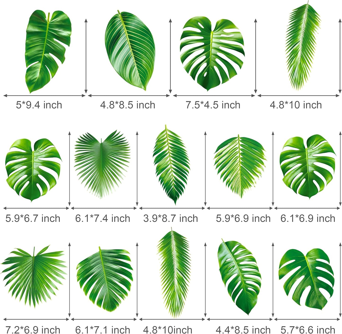 14pcs Palm Leaf Centerpiece Sticks Tropical Party Decorations for Table Green Leaves Theme Centerpieces Hawaiian Luau Party Decorations for Summer Jungle Theme Party Baby Shower Supplies