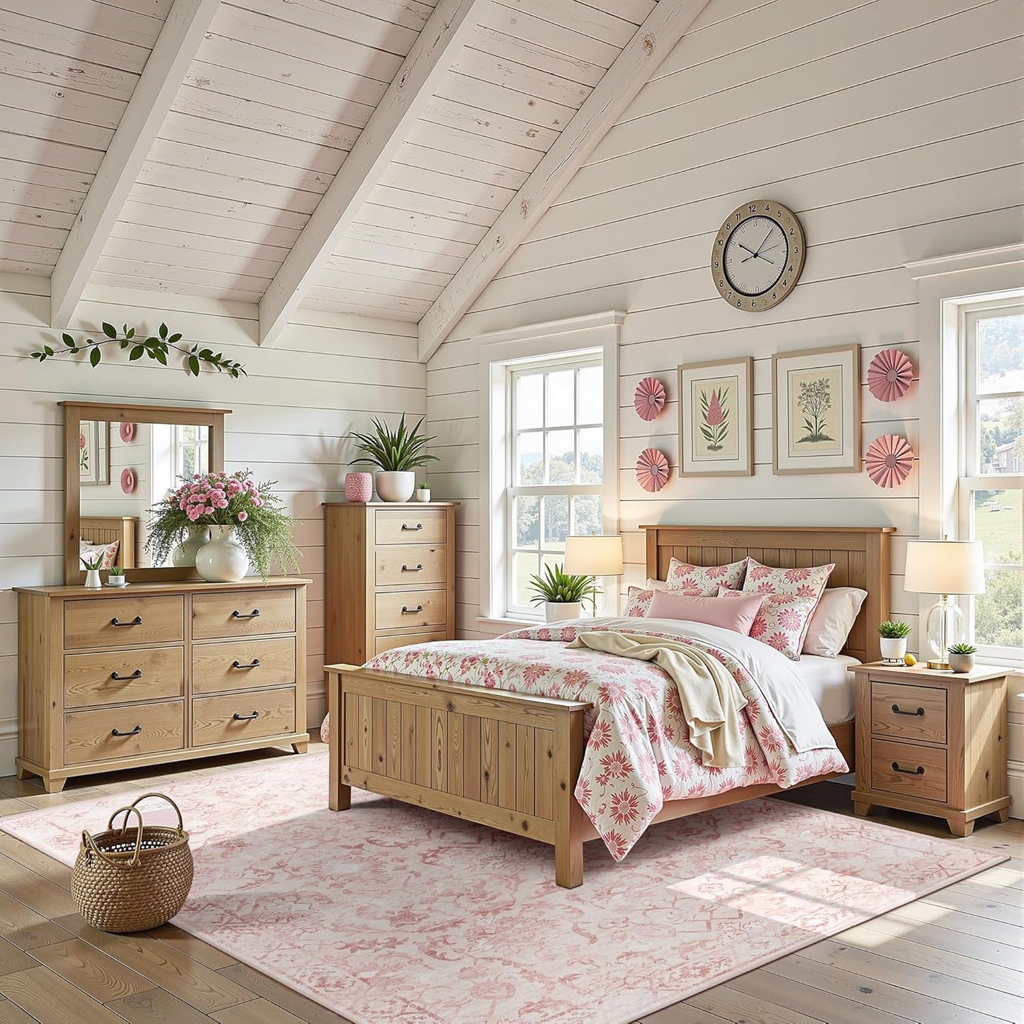 Pink Area Rugs 6x9 for Living Room, Washable Vintage Rugs for Bedroom, Distressed Throw Rug, Non Slip Rug Carpet for Bedroom Dining