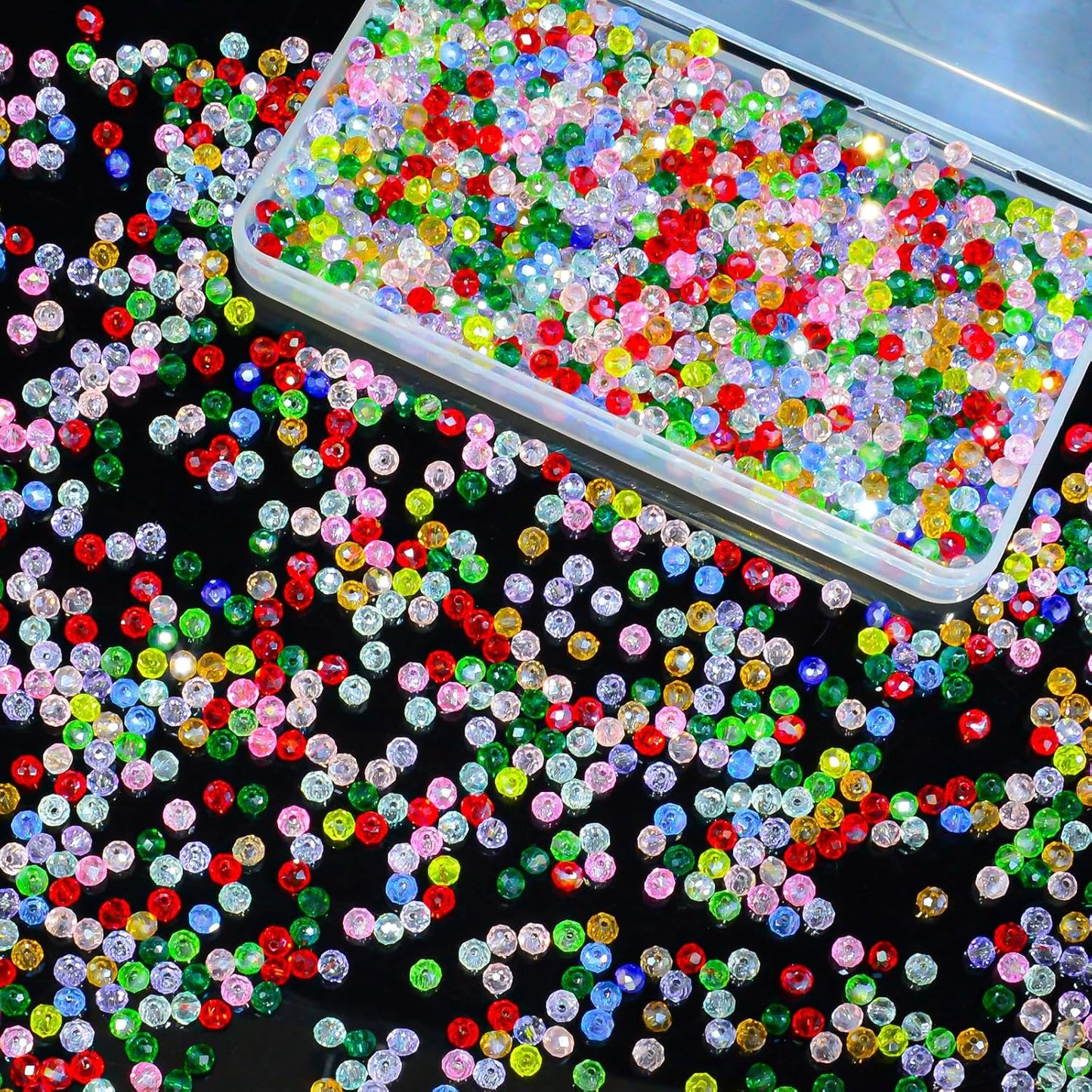 1200Pcs 4mm Colors Random Crystal Glass Beads for Jewelry Making Beads for Bracelets Necklace Pendants Making Supplies(Mixed Colors)