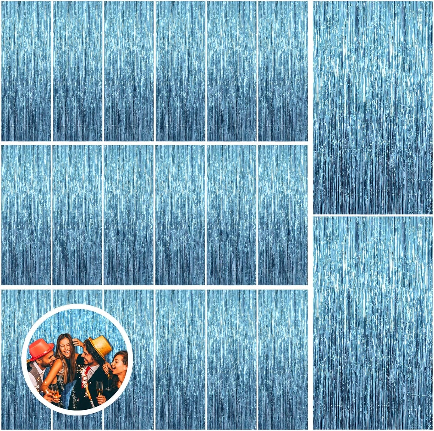 20 Pack Blue Backdrop Curtain Tinsel Streamers Ocean Themed Decor Birthday Party Decorations Foil Fringe Backdrop Graduation Baby Shower Bachelorette Winter Party Decorations Supplies