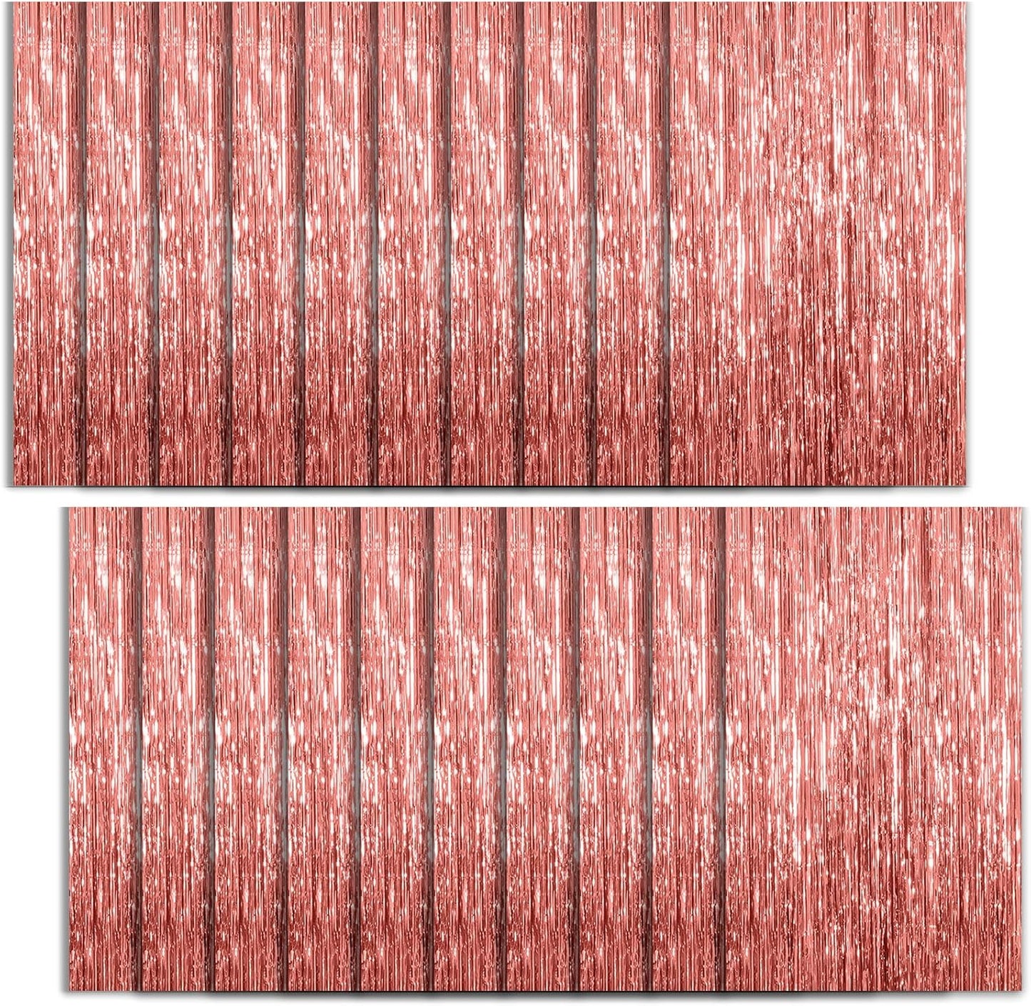 20 Pack Foil Curtain Backdrop Rose Gold Metallic Tinsel Foil Fringe Curtains Photo Booth Props for Birthday Wedding Engagement Baby Shower Bachelorette Christmas Holiday Celebration Party Decorations