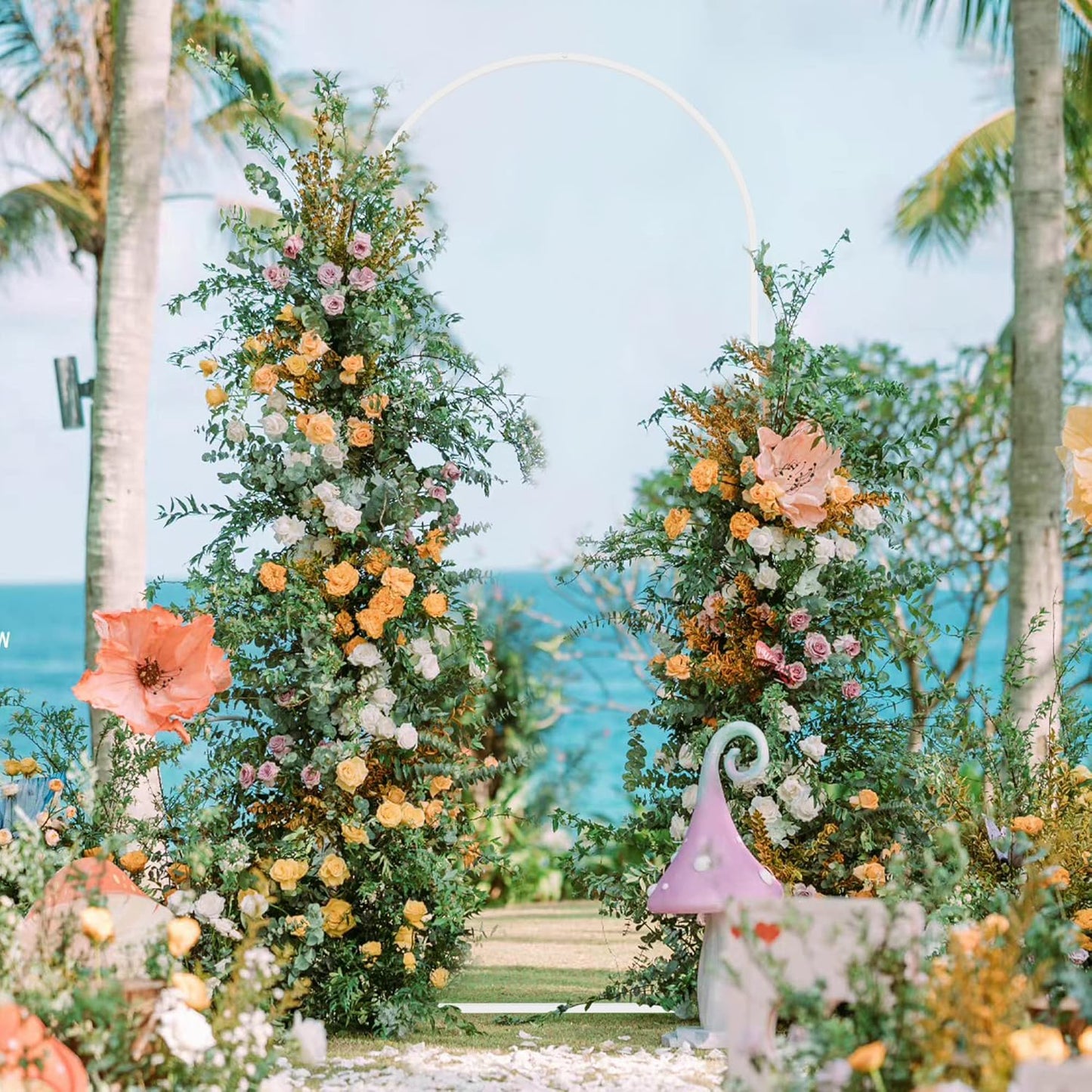 Wokceer Wedding Arch Backdrop Stand, 6 FT Square White Metal Arch Backdrop Stand for Wedding Ceremony Photo Booth, Outdoor Indoor Birthday Party, Garden Floral Balloon Arch Decoration