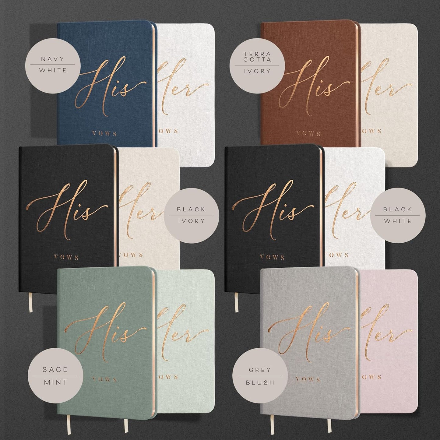 ARTESORI Vow Books His and Hers - Linen Wedding Vow Books Perfect as Bride & Groom Gifts, Wedding Registry Ideas - His & Hers Gifts Wedding Vow Book - Wedding Essentials & Accessories [Ivory & Black]