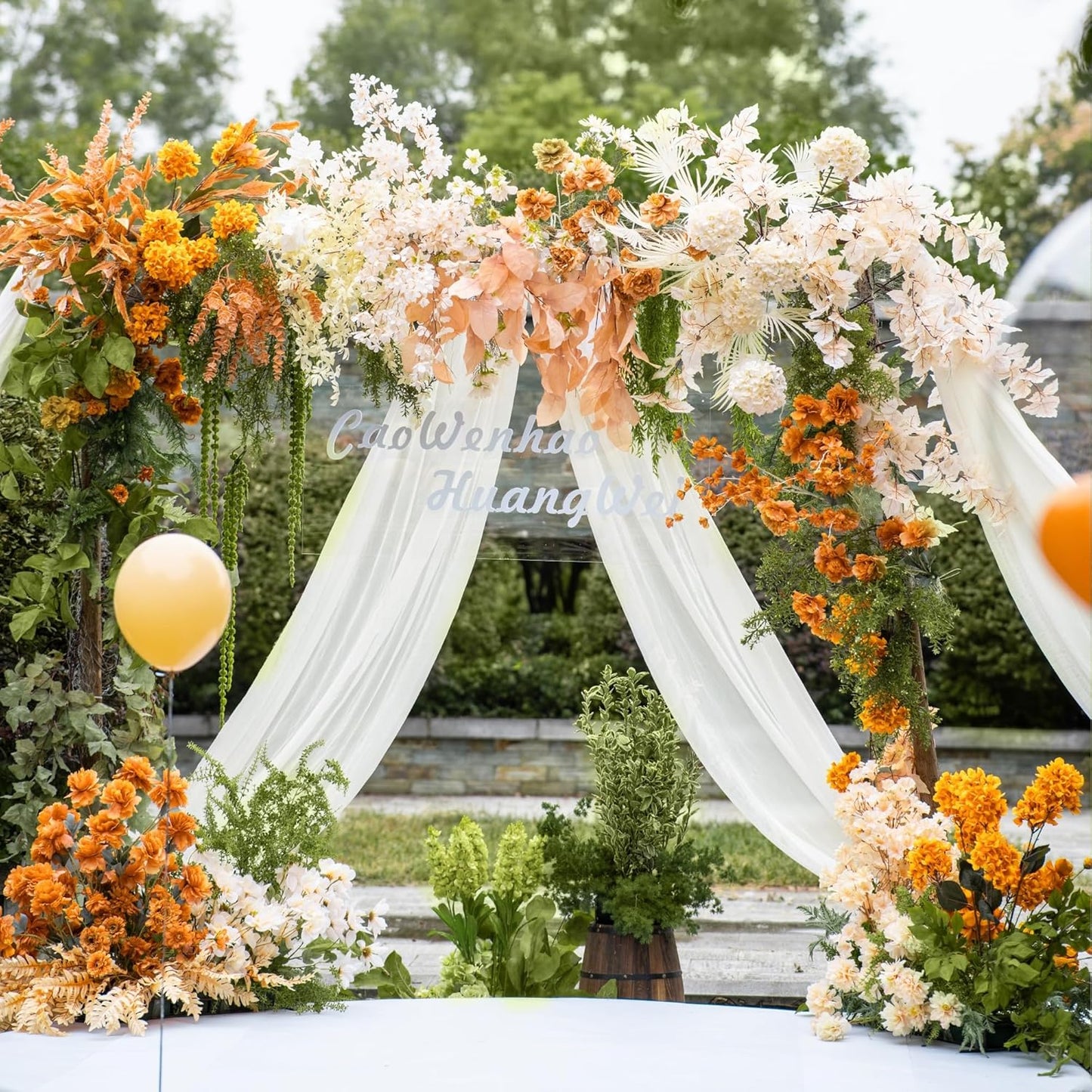 Wedding Arch Draping Fabric 1 Panel 28.7" x 20FT Ivory Sheer Chiffon Backdrop Drapes for Wedding Ceremony Birthday Party Bridal Shower Outdoor Decoration