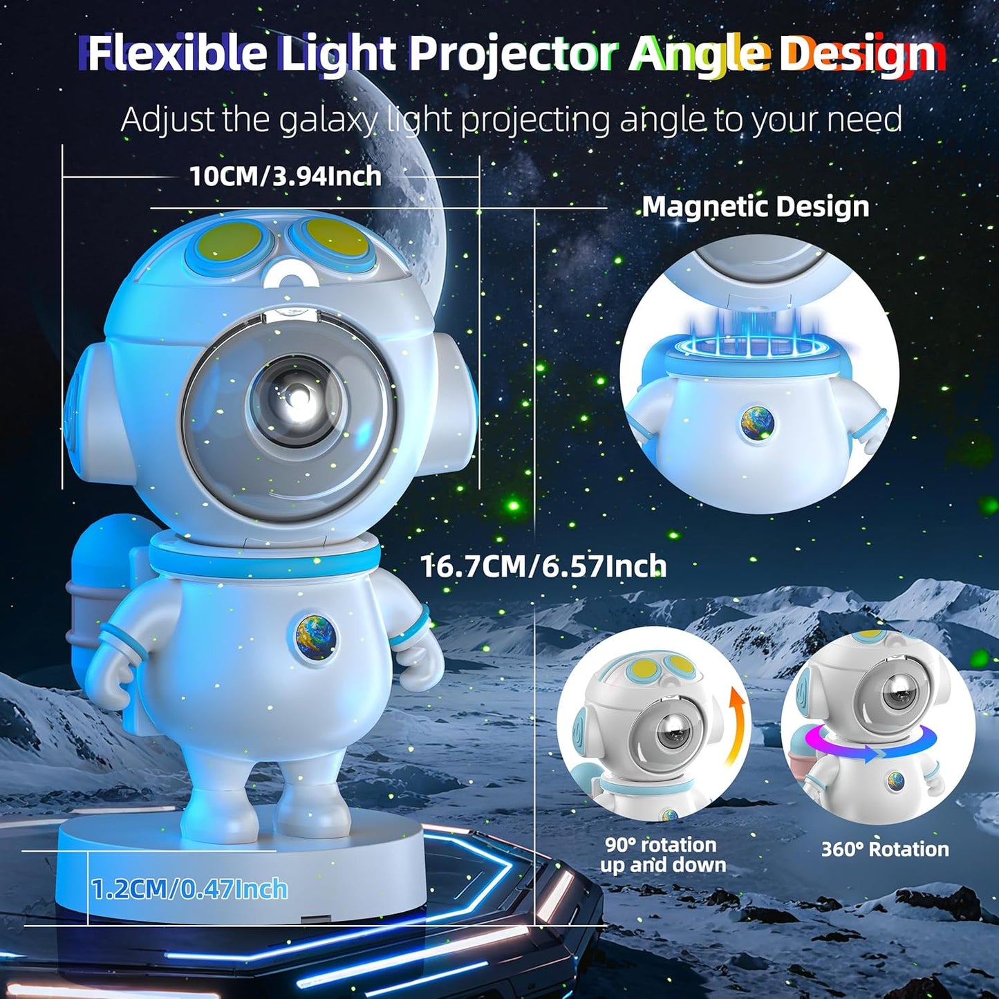 Galaxy Night Light - Astronaut Space Projector, Star Projector,Starry Nebula Ceiling LED Lamp with Timer and Remote, Kids Room Decor Aesthetic, for Birthdays,Christmas
