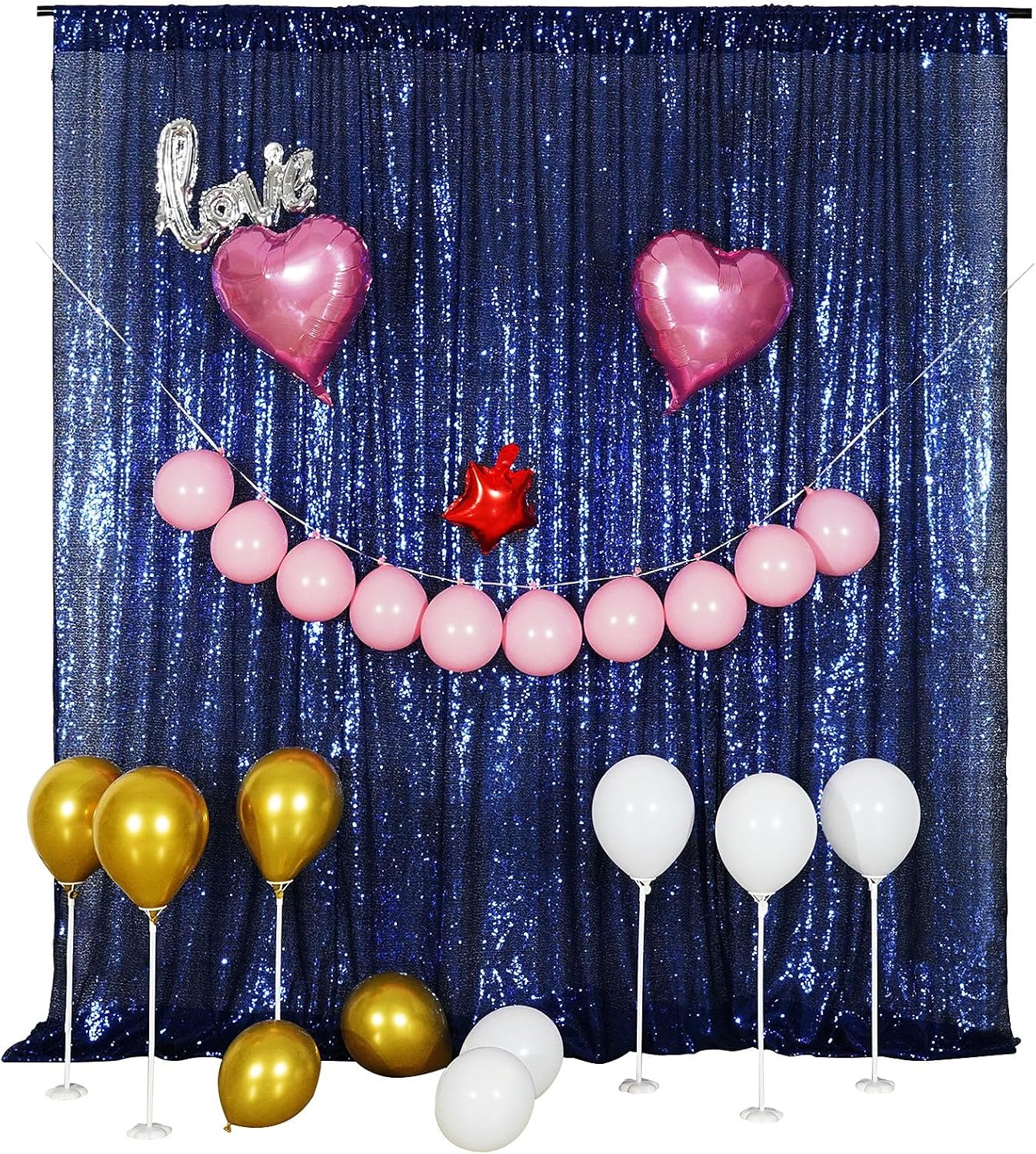 Poise3EHome Blue Sequin Backdrop,10FT x 10FT Sequin Photography Backdrop Curtain for Party Decoration, Navy Blue