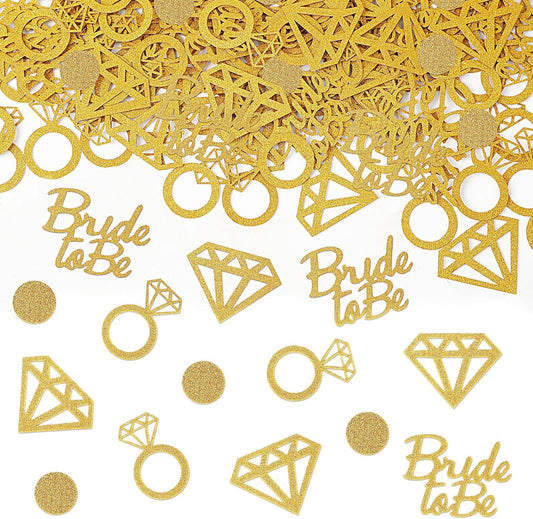 MARFOREVER Gold Wedding Confetti Bridal Shower Decorations Bride to Be Confetti Diamond Ring and Circle Glitter Paper for Wedding Bachelorette Bridal Engagement Party Decor Table Scatter
