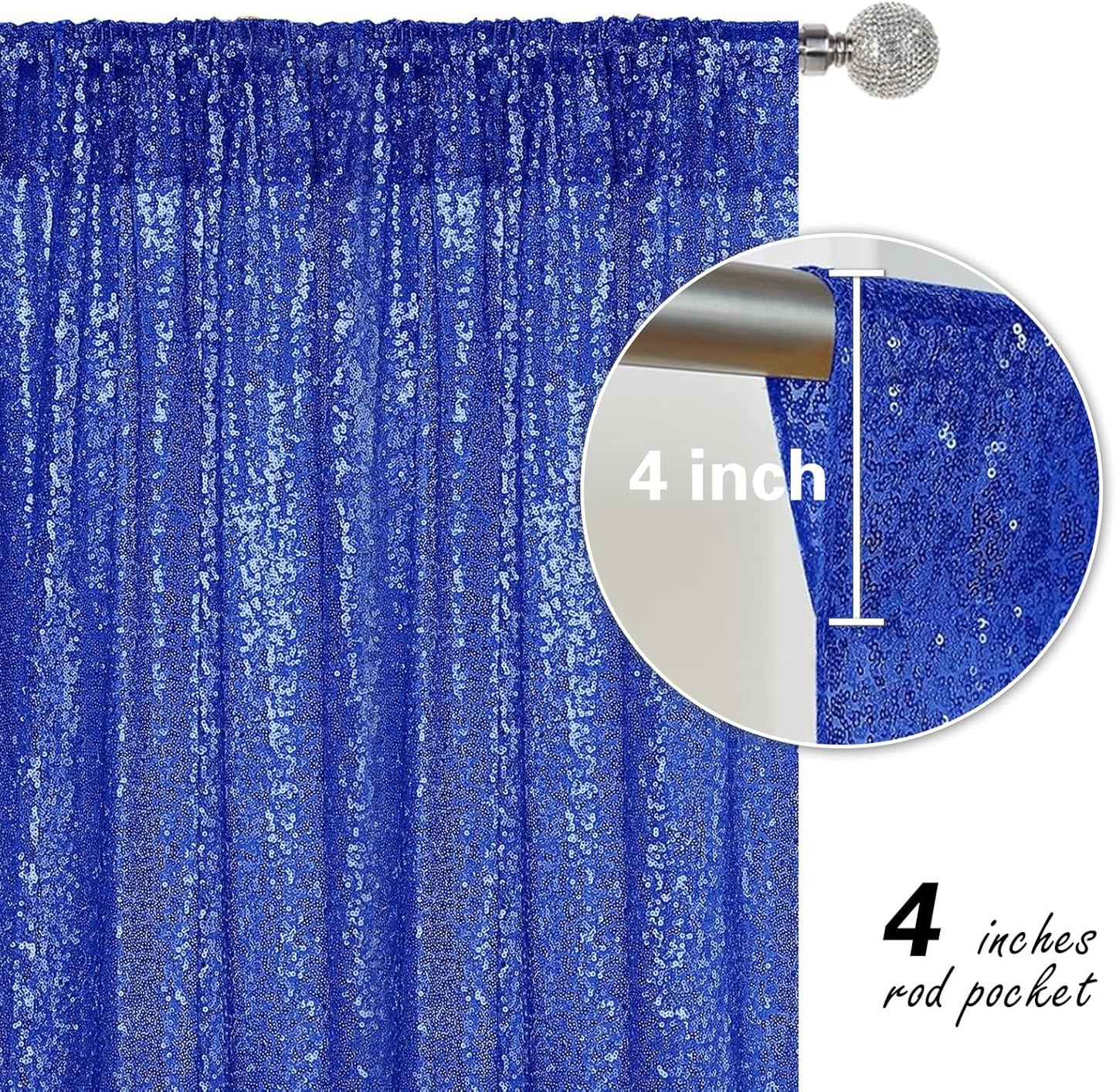 Navy Blue Sequin Backdrop Curtain 4 Pieces 2FTx8FT Glitter Photography Backdrop for Party Wedding Birthday Christmas Decorations