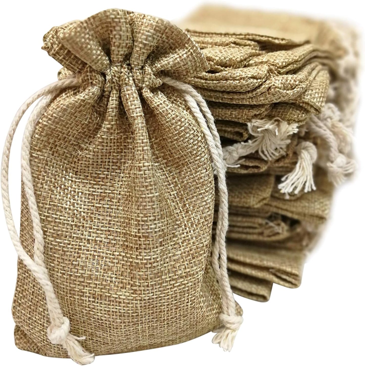 Supply Friend 50 Small Burlap Bags with Drawstring, 4x6 Inch Rustic Gift Bag Bulk Pack for Birthday, Wedding, Party Favors, Advent, Christmas, Holiday Gift Wrap, Jewelry and Treat Pouches