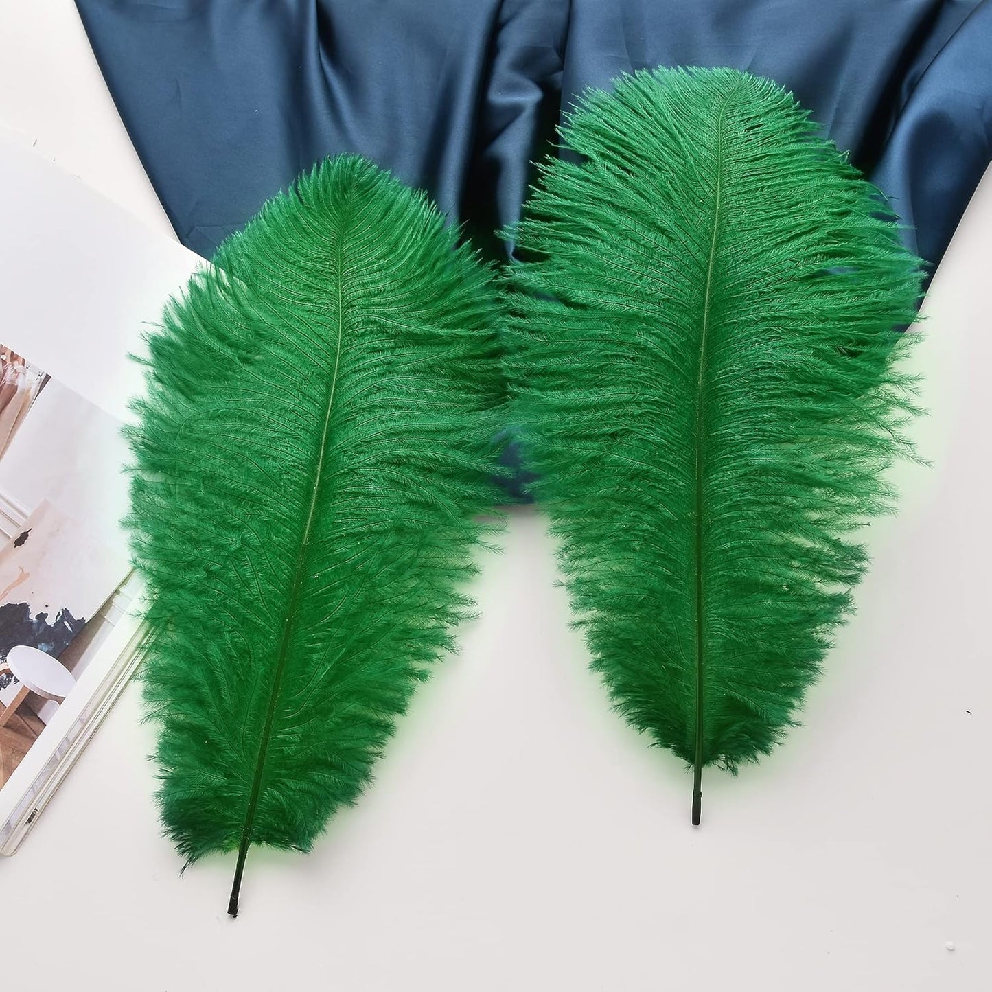 Ballinger Large Green Ostrich Feathers - 24pcs 12-14inch Long Feathers for Vase, Wedding Party Centerpieces Mardi Gras Decorations and Home Decor…