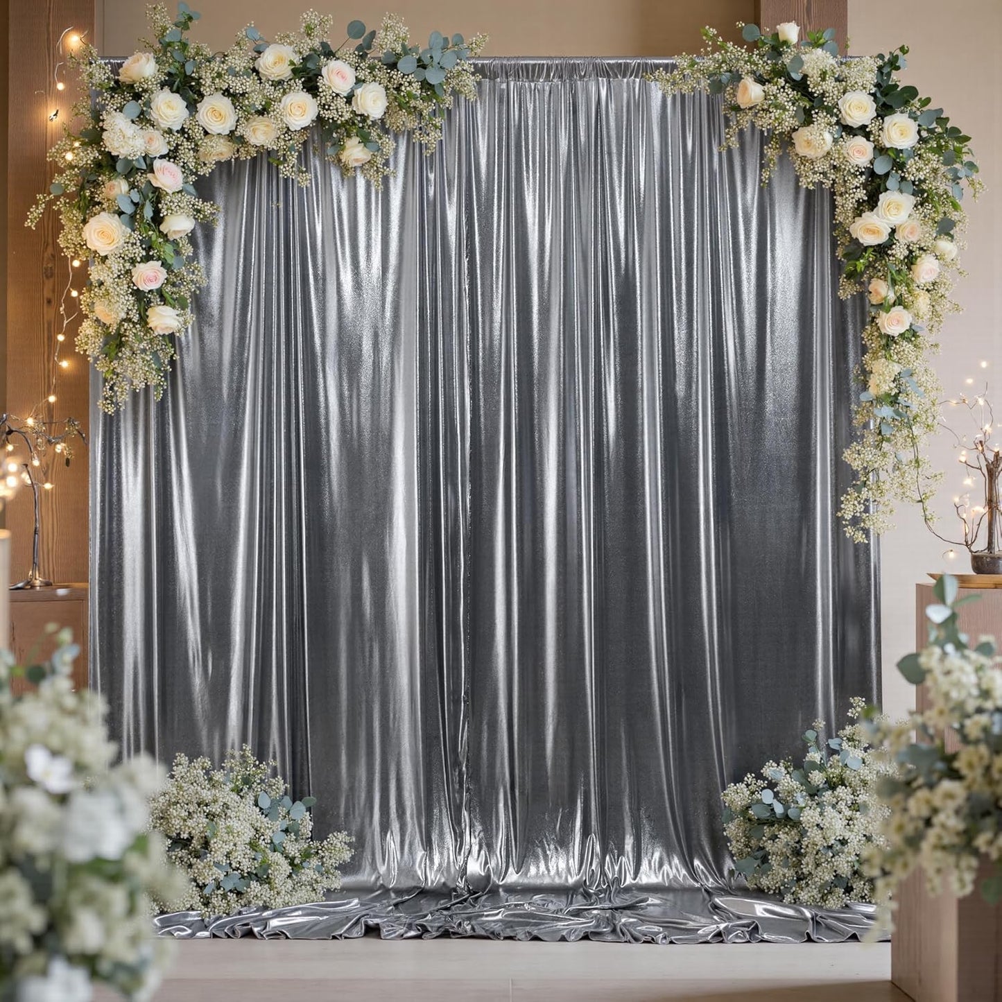 10ftx10ft Black Silver Glitter Sequin Backdrop Curtain for Parties, Wrinkle Free Sparking Backdrop Drapes, 2 Panels 5x10ft Shimmer Photo Back Drop Cloth for Wedding Birthday Photography