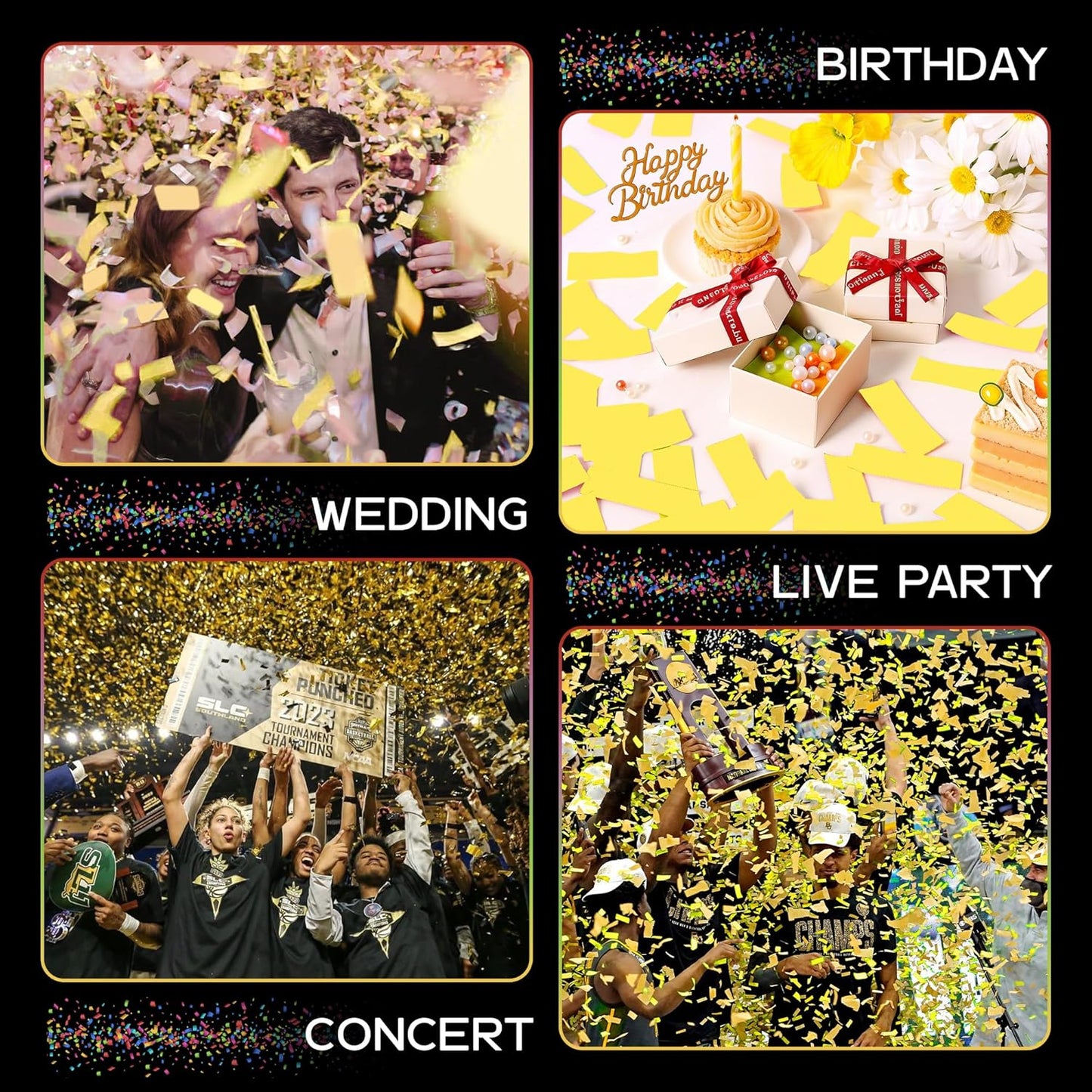 Ultimate Confetti, Biodegradable Confetii - Rectangular Yellow Fluttering Tissue Paper Confetti for Cannon and Launcher use - Best for Birthday, Wedding, Parties and Events - 1 lb, 16 oz