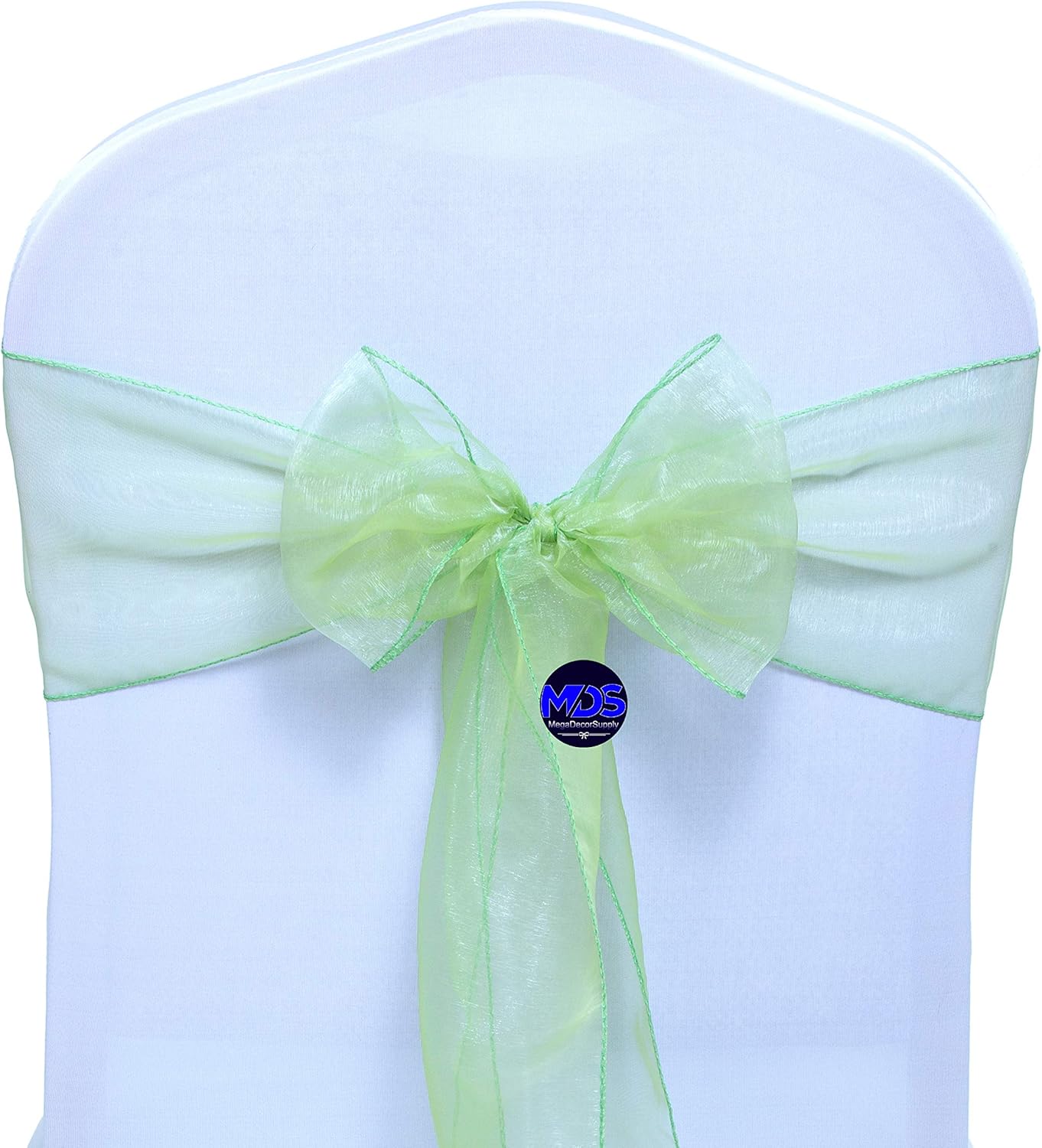 MDS Pack of 10 PCS Organza Chair Sashes Wider Dining Chair Bows Ribbon Tie Back for Wedding Party Birthday Bridal Shower Reception Event Banquet Home Chair Cover Decoration - Apple Green