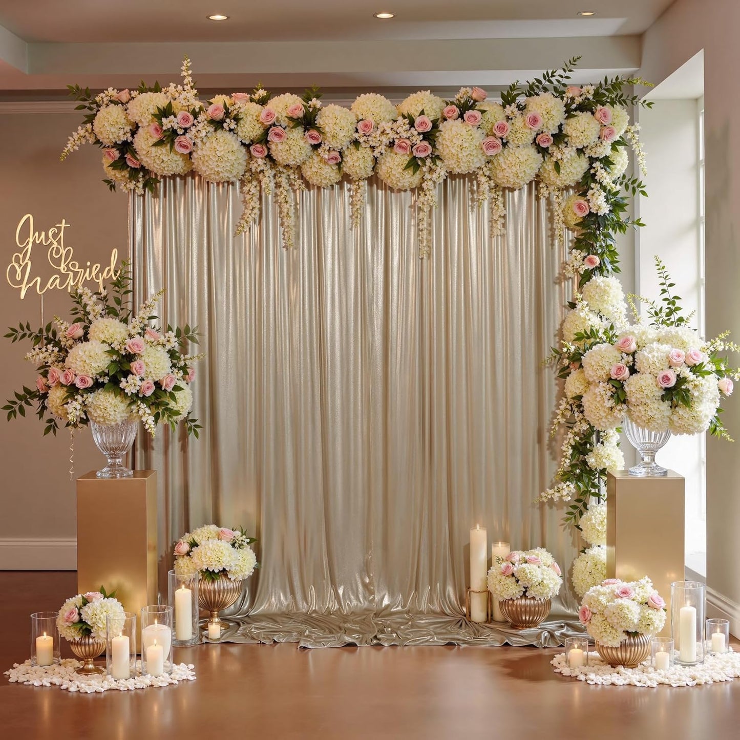 20x10ft Thick Champagne Glitter Backdrop Curtain Panels for Parties, Wrinkle Free Sequin Sparking Photo Backdrop Drapes, 4 Panels 5x10ft Shimmer Back Drop Cloth for Wedding Birthday Photography